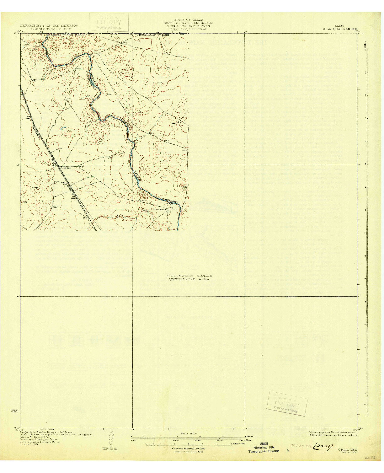 USGS 1:62500-SCALE QUADRANGLE FOR ORLA, TX 1931
