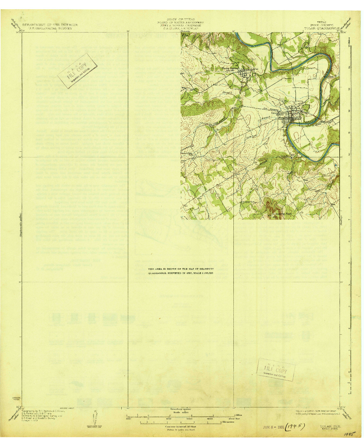 USGS 1:62500-SCALE QUADRANGLE FOR TOLAR, TX 1931