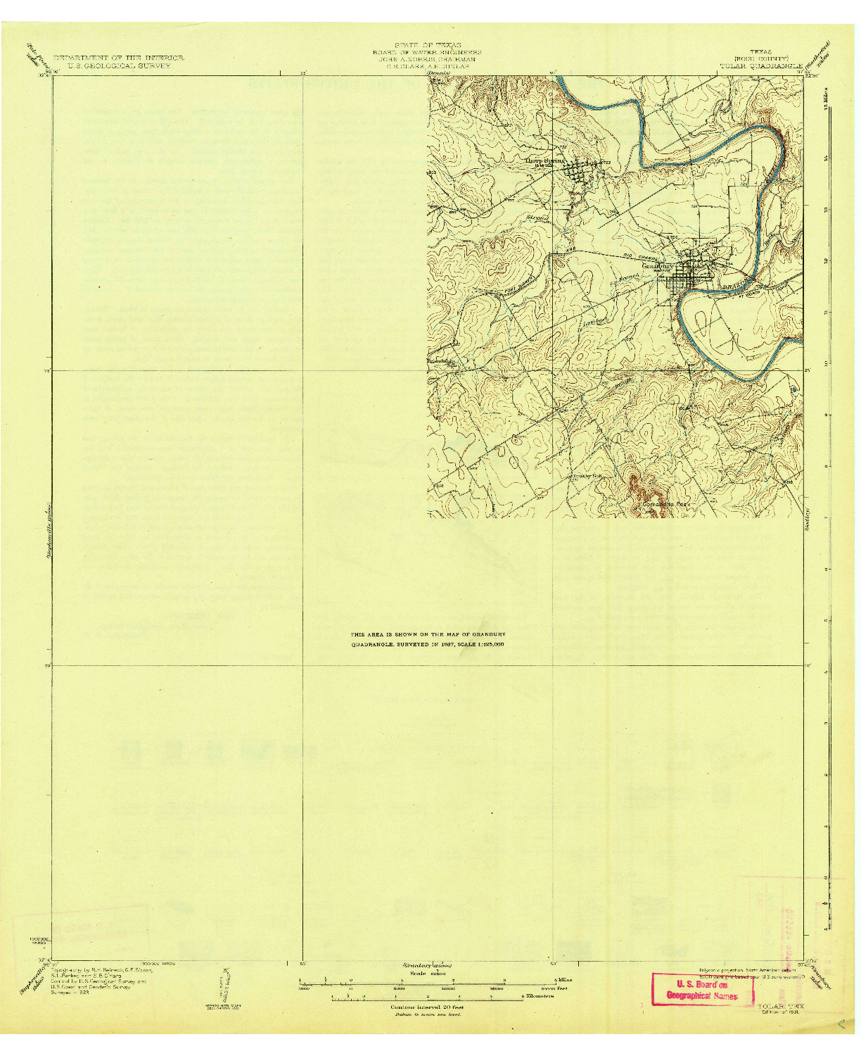 USGS 1:62500-SCALE QUADRANGLE FOR TOLAR, TX 1931