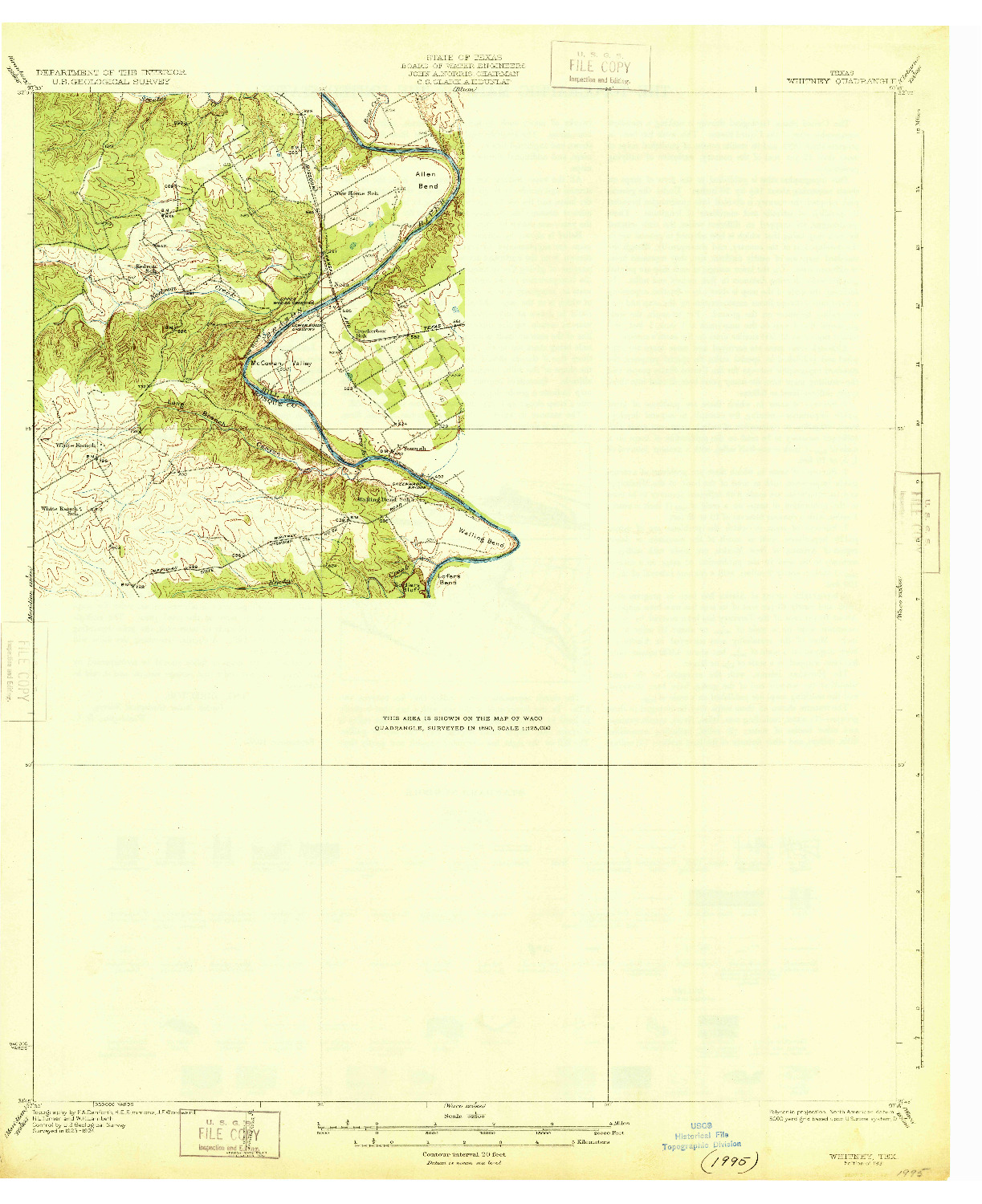 USGS 1:62500-SCALE QUADRANGLE FOR WHITNEY, TX 1931