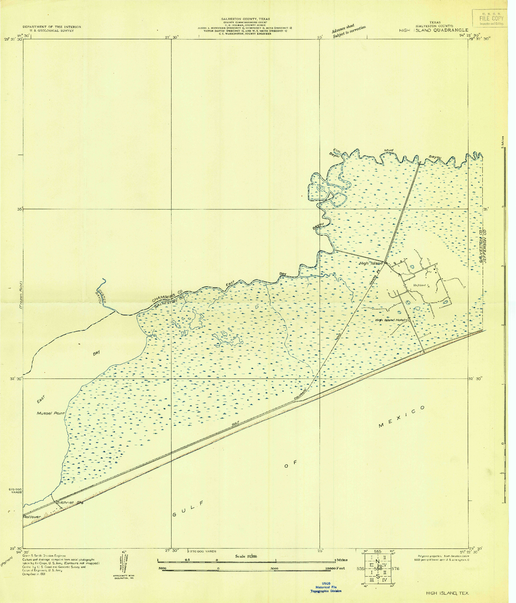 USGS 1:24000-SCALE QUADRANGLE FOR HIGH ISLAND, TX 1931
