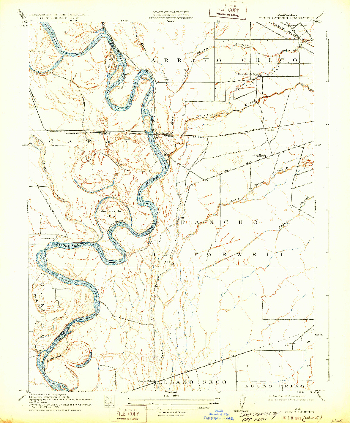 USGS 1:31680-SCALE QUADRANGLE FOR CHICO LANDING, CA 1912