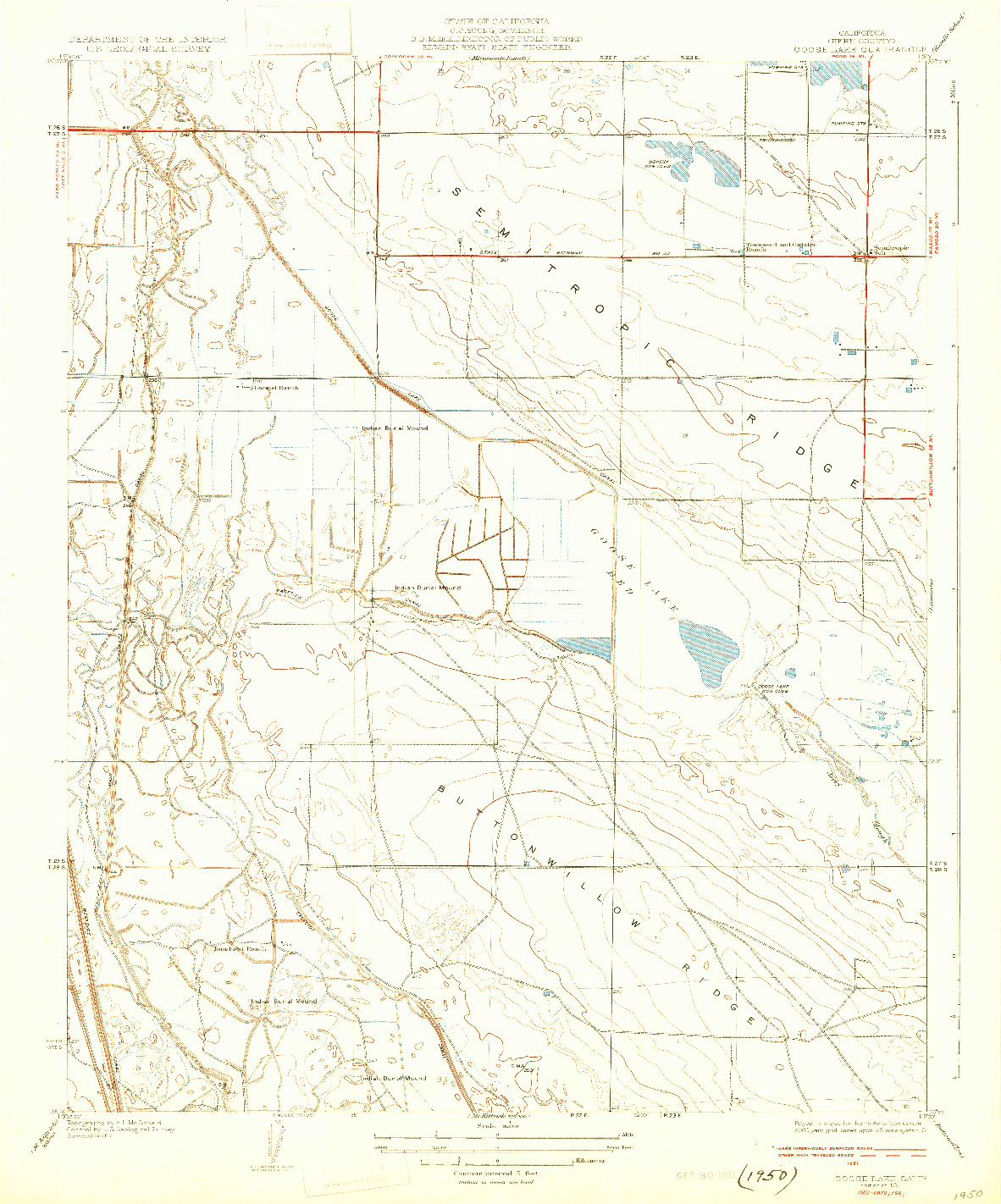 USGS 1:31680-SCALE QUADRANGLE FOR GOOSE LAKE, CA 1931