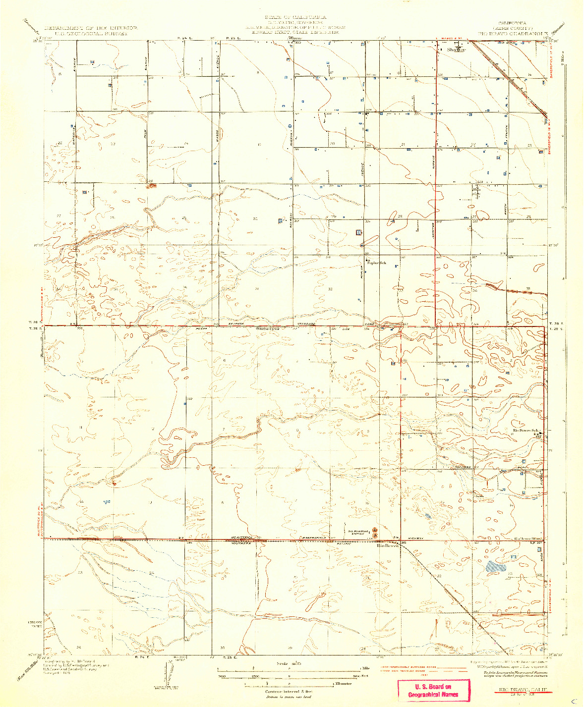 USGS 1:31680-SCALE QUADRANGLE FOR RIO BRAVO, CA 1931