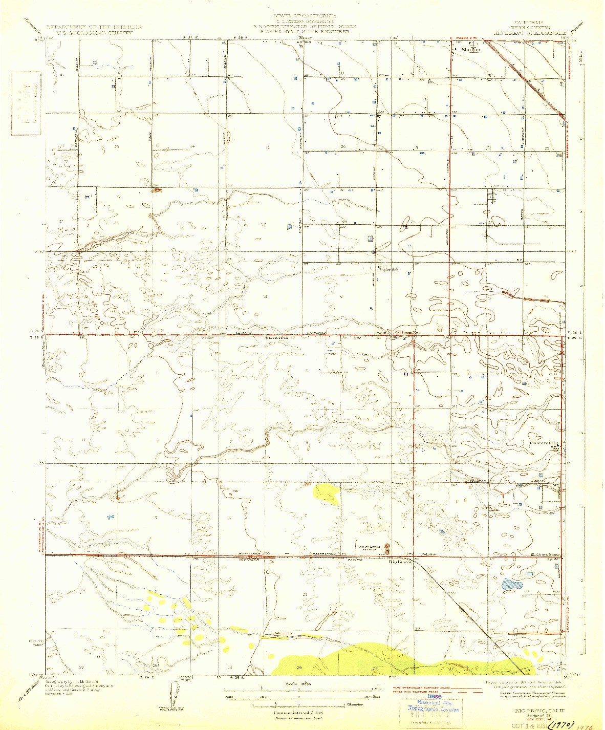 USGS 1:31680-SCALE QUADRANGLE FOR RIO BRAVO, CA 1931