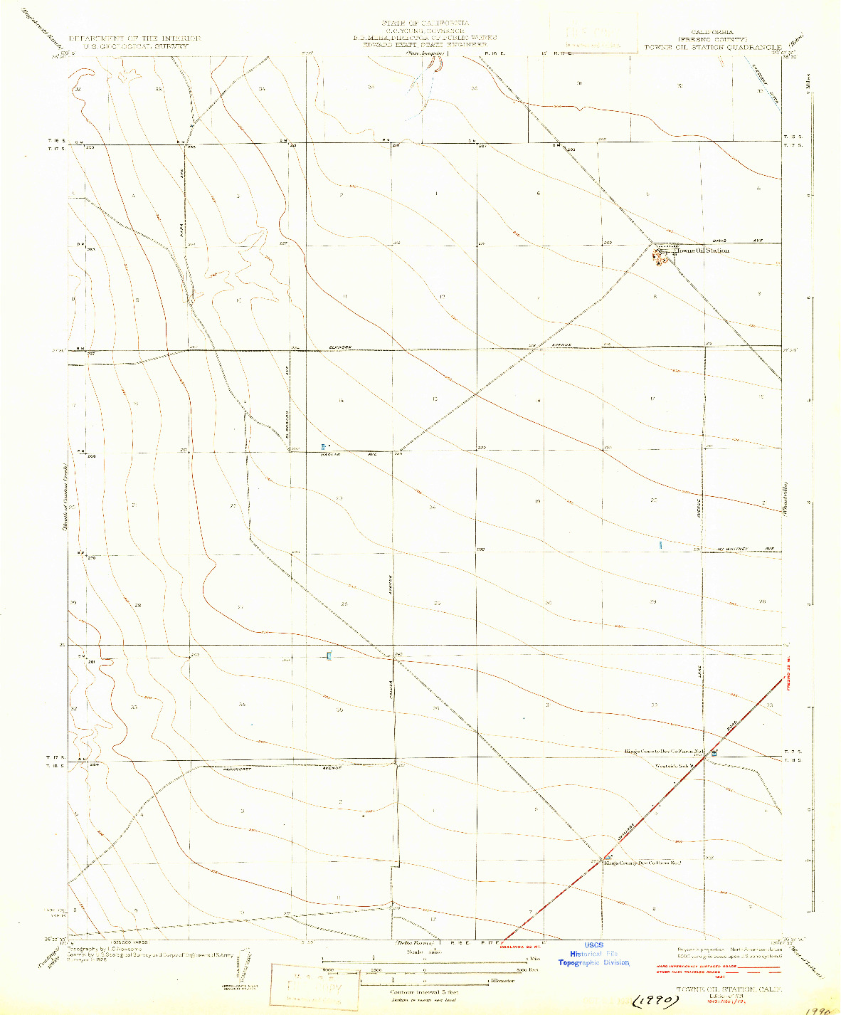 USGS 1:31680-SCALE QUADRANGLE FOR TOWNE OIL STATION, CA 1931