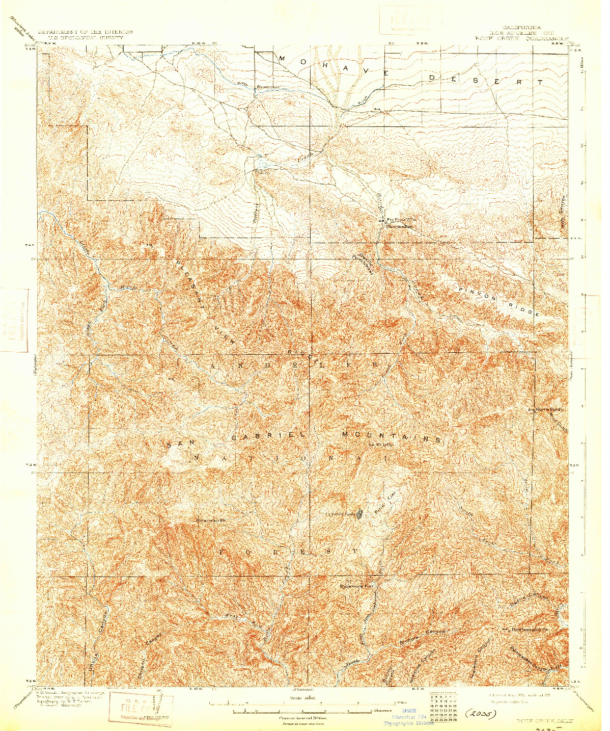 USGS 1:62500-SCALE QUADRANGLE FOR ROCK CREEK, CA 1903