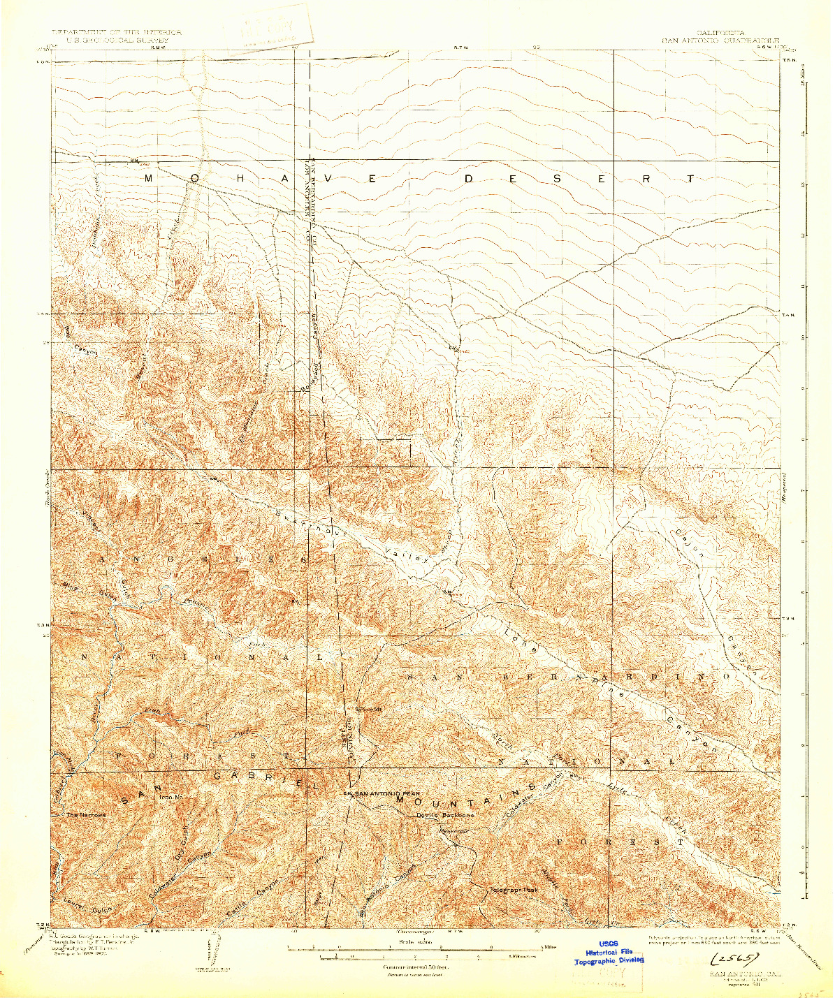 USGS 1:62500-SCALE QUADRANGLE FOR SAN ANTONIO, CA 1903