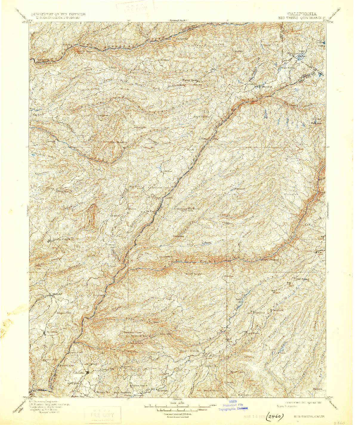 USGS 1:125000-SCALE QUADRANGLE FOR BIG TREES, CA 1901