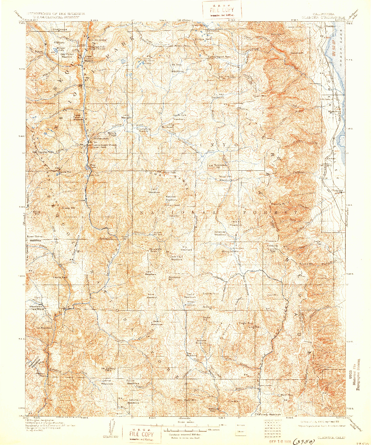 USGS 1:125000-SCALE QUADRANGLE FOR OLANCHA, CA 1907