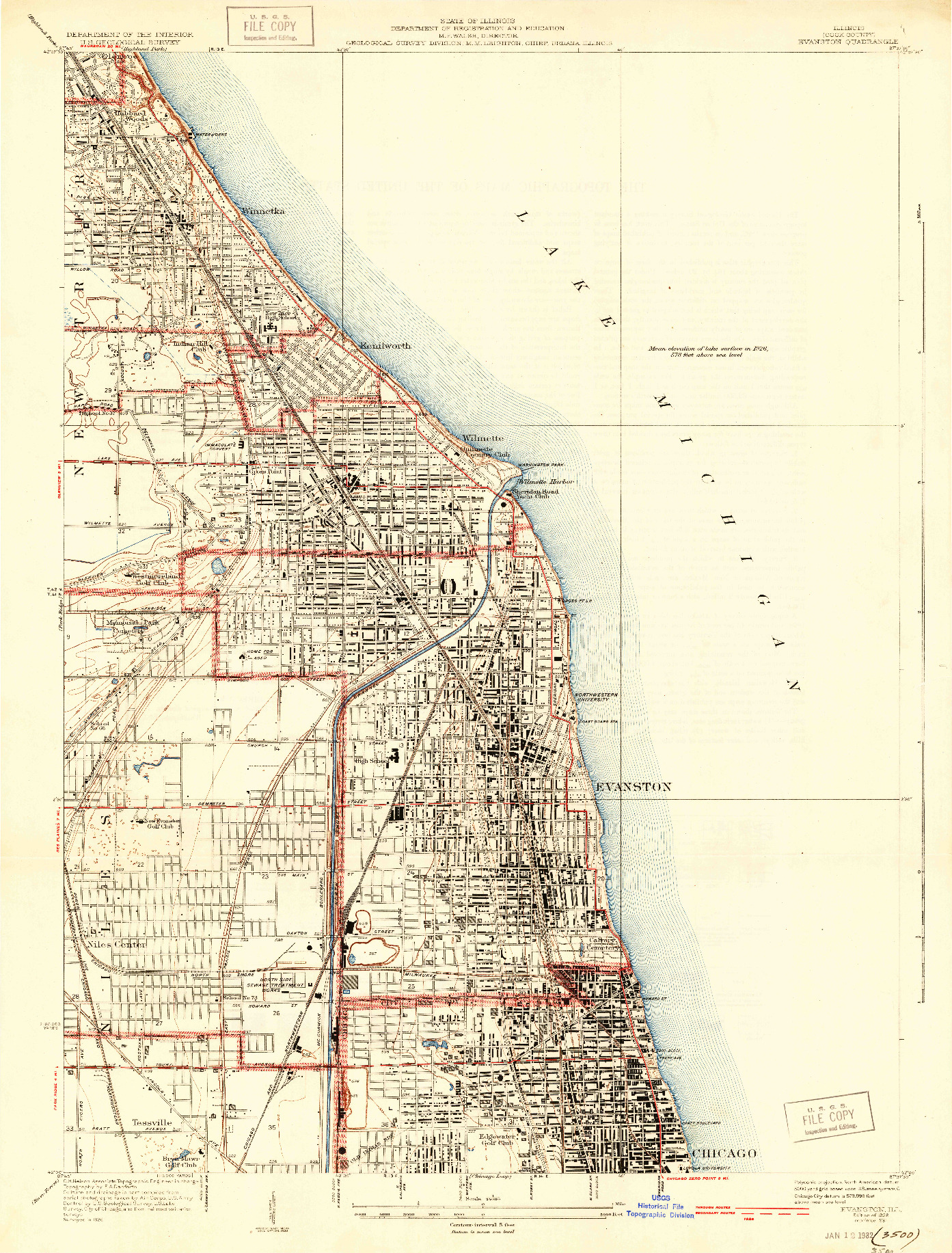 USGS 1:24000-SCALE QUADRANGLE FOR EVANSTON, IL 1928