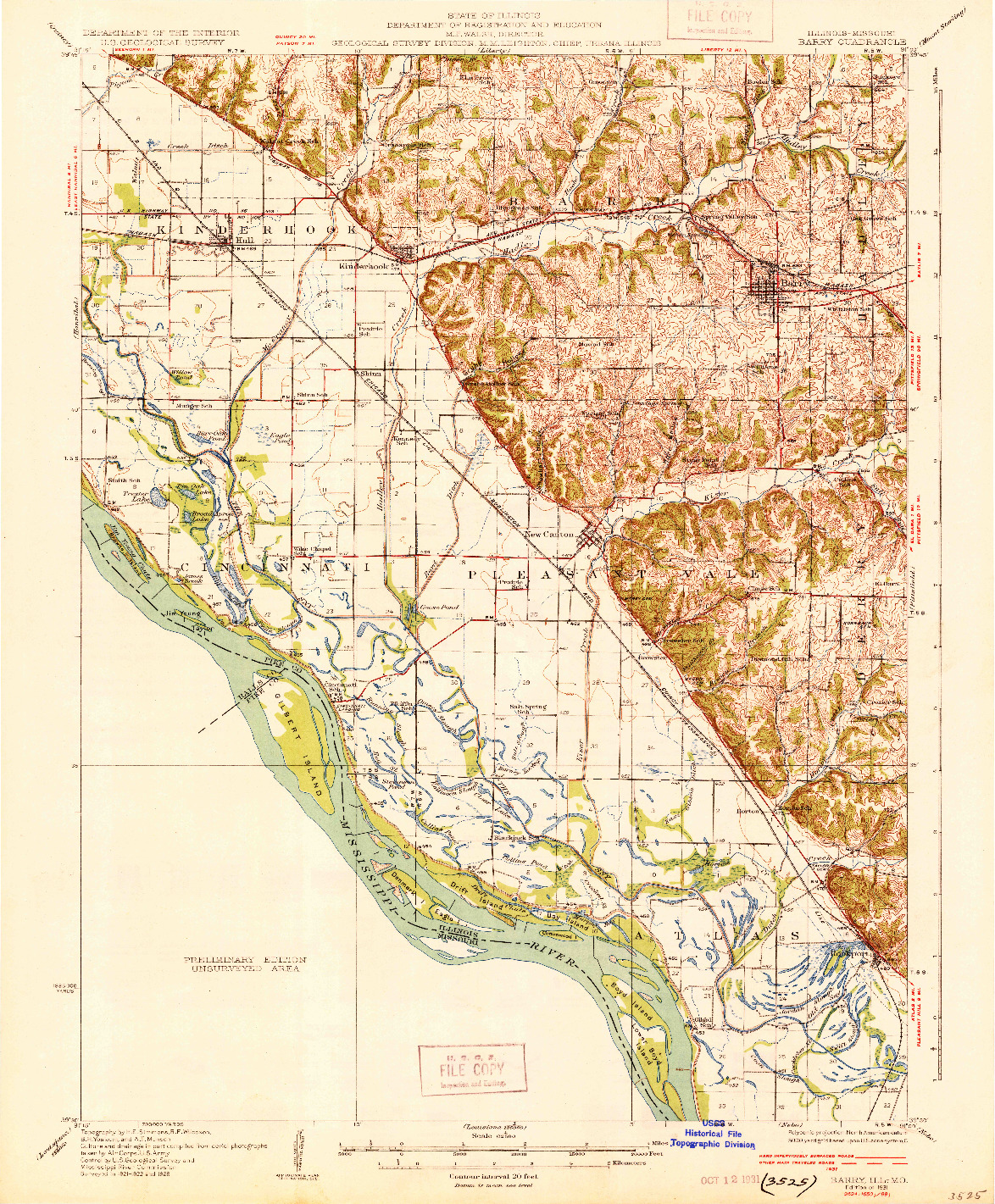 USGS 1:62500-SCALE QUADRANGLE FOR BARRY, IL 1931
