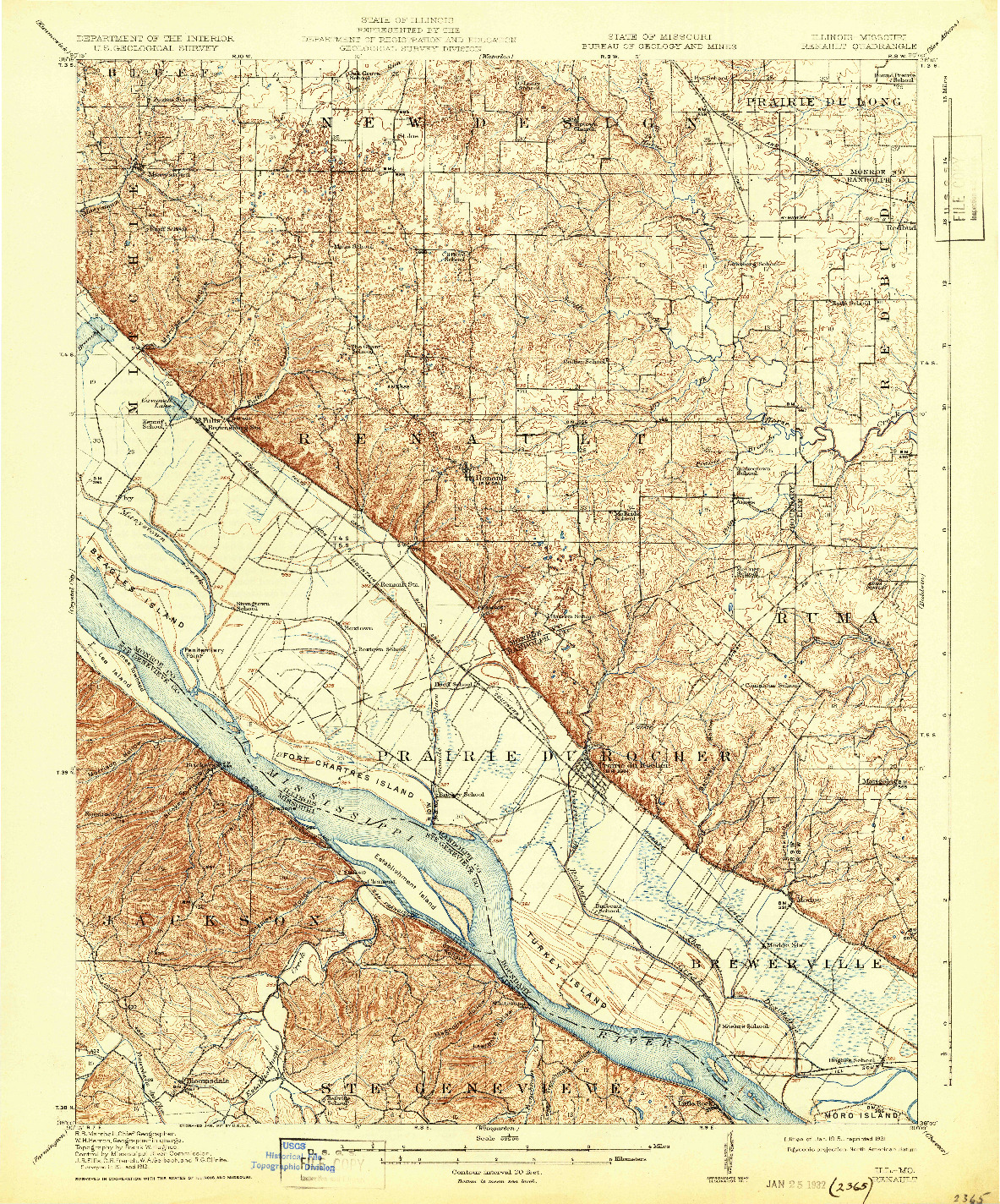 USGS 1:62500-SCALE QUADRANGLE FOR RENAULT, IL 1915