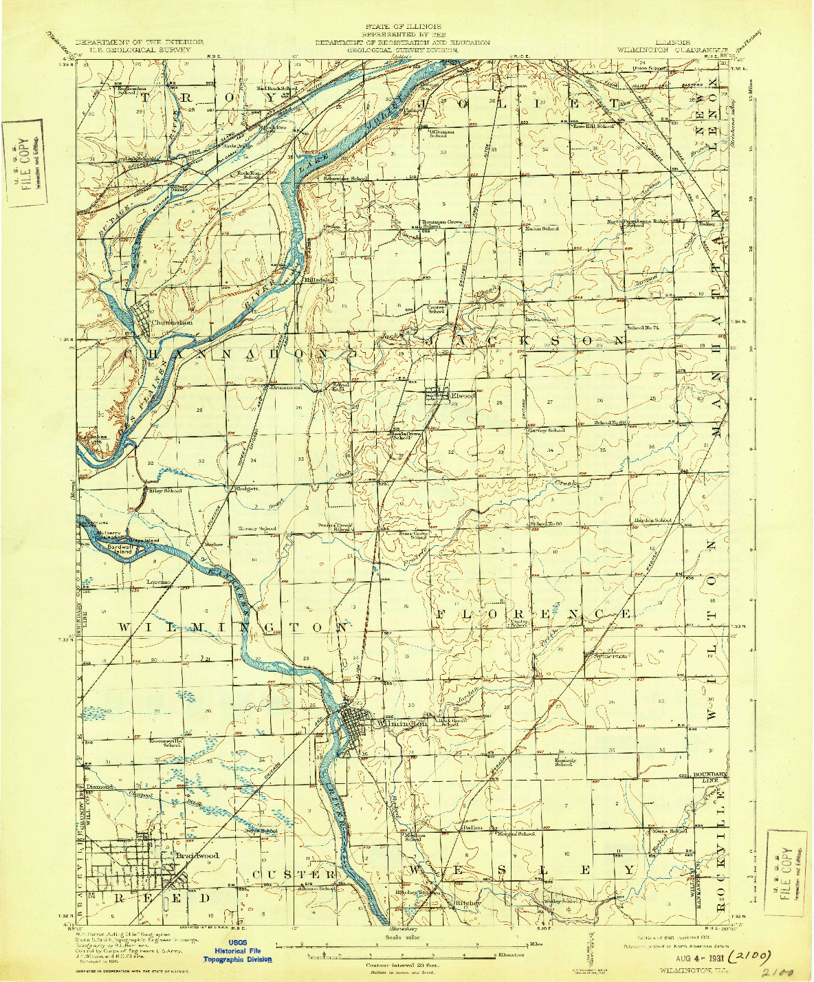 USGS 1:62500-SCALE QUADRANGLE FOR WILMINGTON, IL 1918