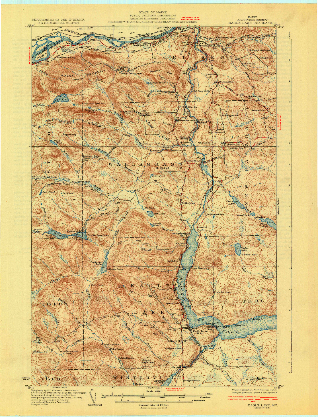 USGS 1:62500-SCALE QUADRANGLE FOR EAGLE LAKE, ME 1931