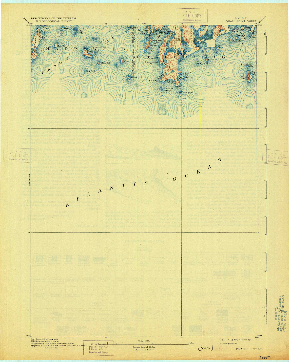 USGS 1:62500-SCALE QUADRANGLE FOR SMALL POINT, ME 1893