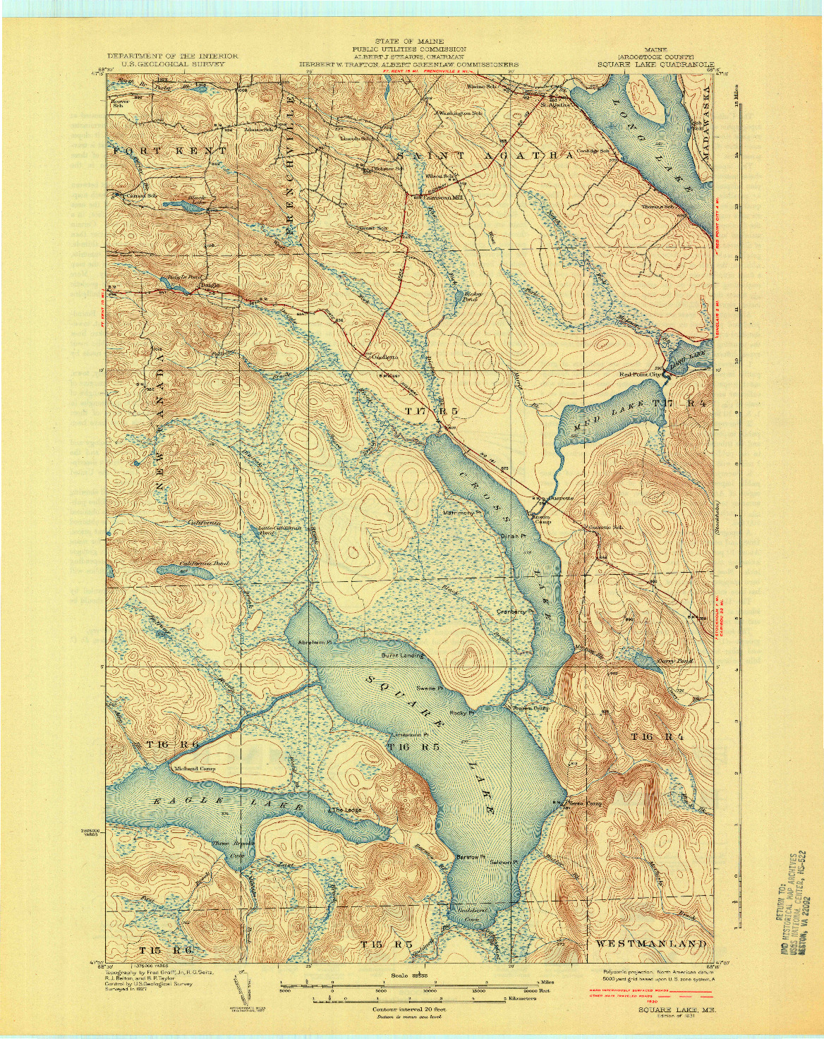 USGS 1:62500-SCALE QUADRANGLE FOR SQUARE LAKE, ME 1931