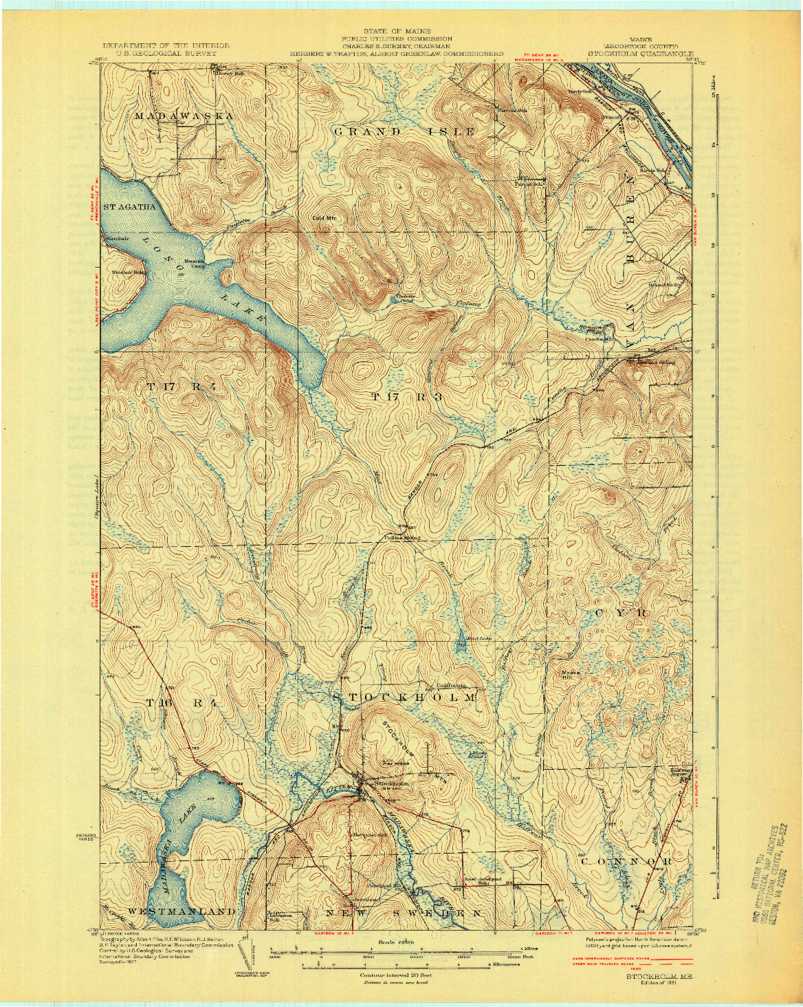 USGS 1:62500-SCALE QUADRANGLE FOR STOCKHOLM, ME 1931