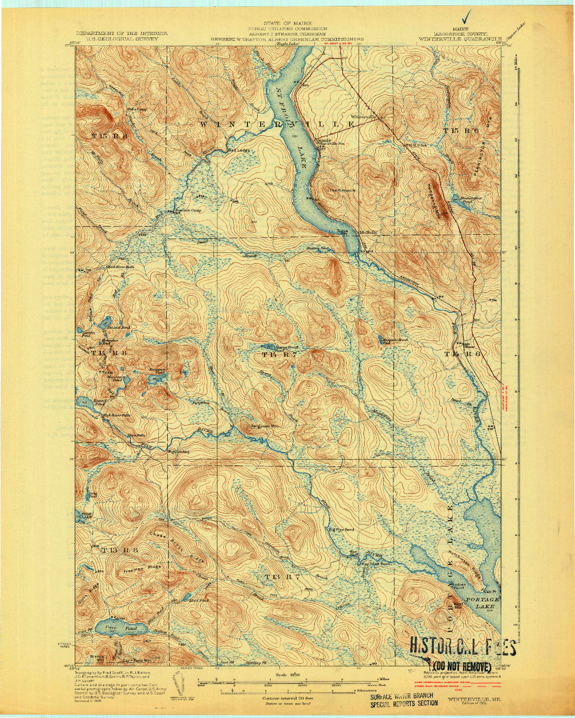 USGS 1:62500-SCALE QUADRANGLE FOR WINTERVILLE, ME 1931