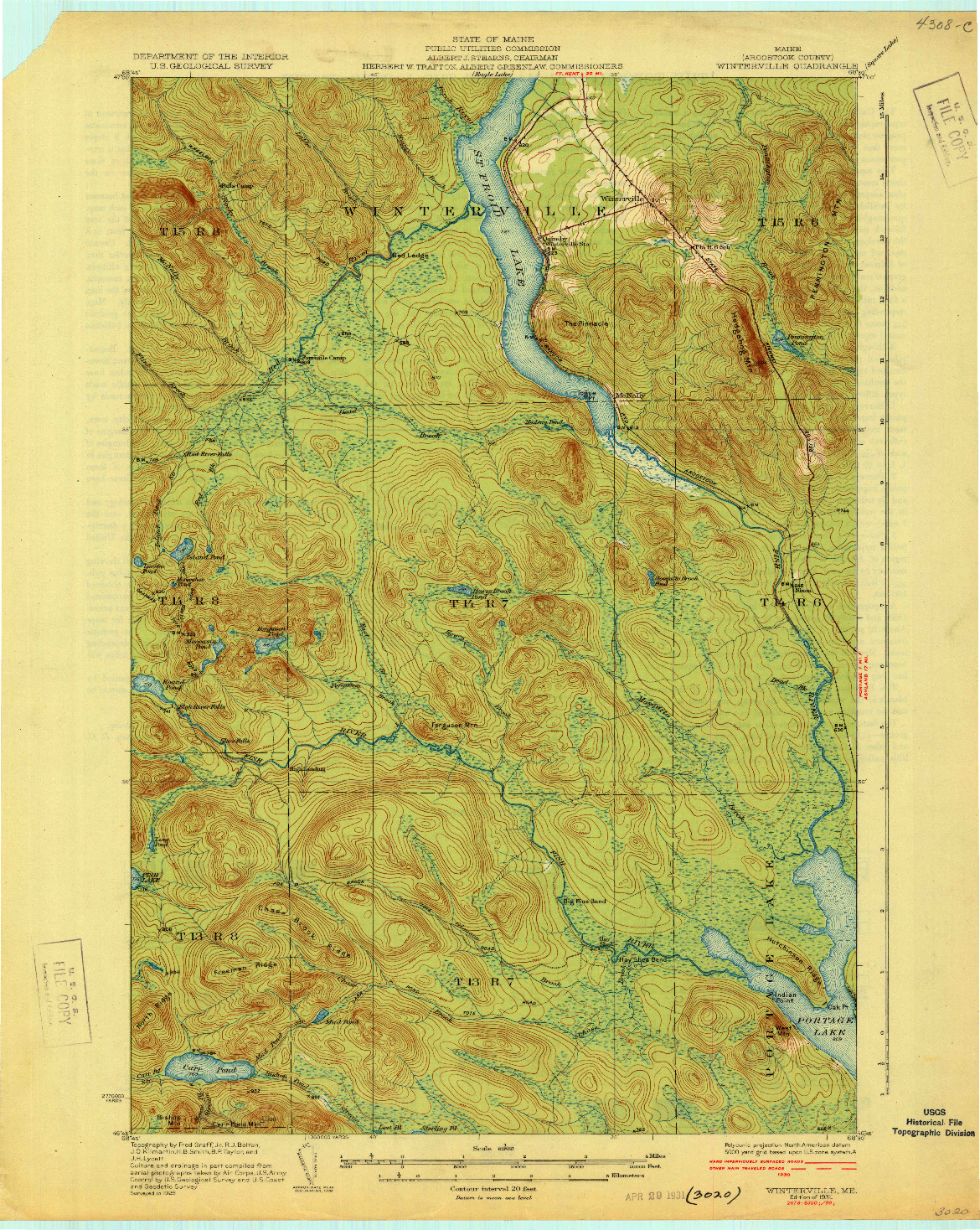 USGS 1:62500-SCALE QUADRANGLE FOR WINTERVILLE, ME 1931