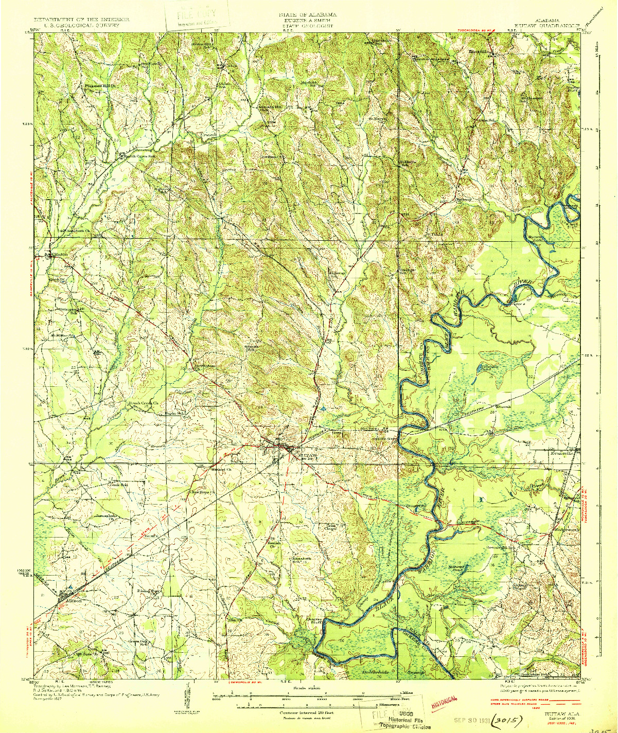 USGS 1:62500-SCALE QUADRANGLE FOR EUTAW, AL 1931