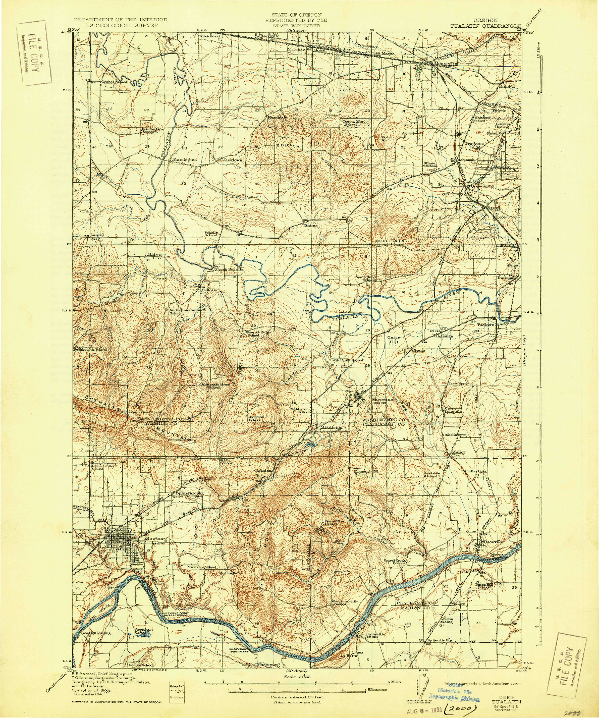 USGS 1:62500-SCALE QUADRANGLE FOR TUALATIN, OR 1916