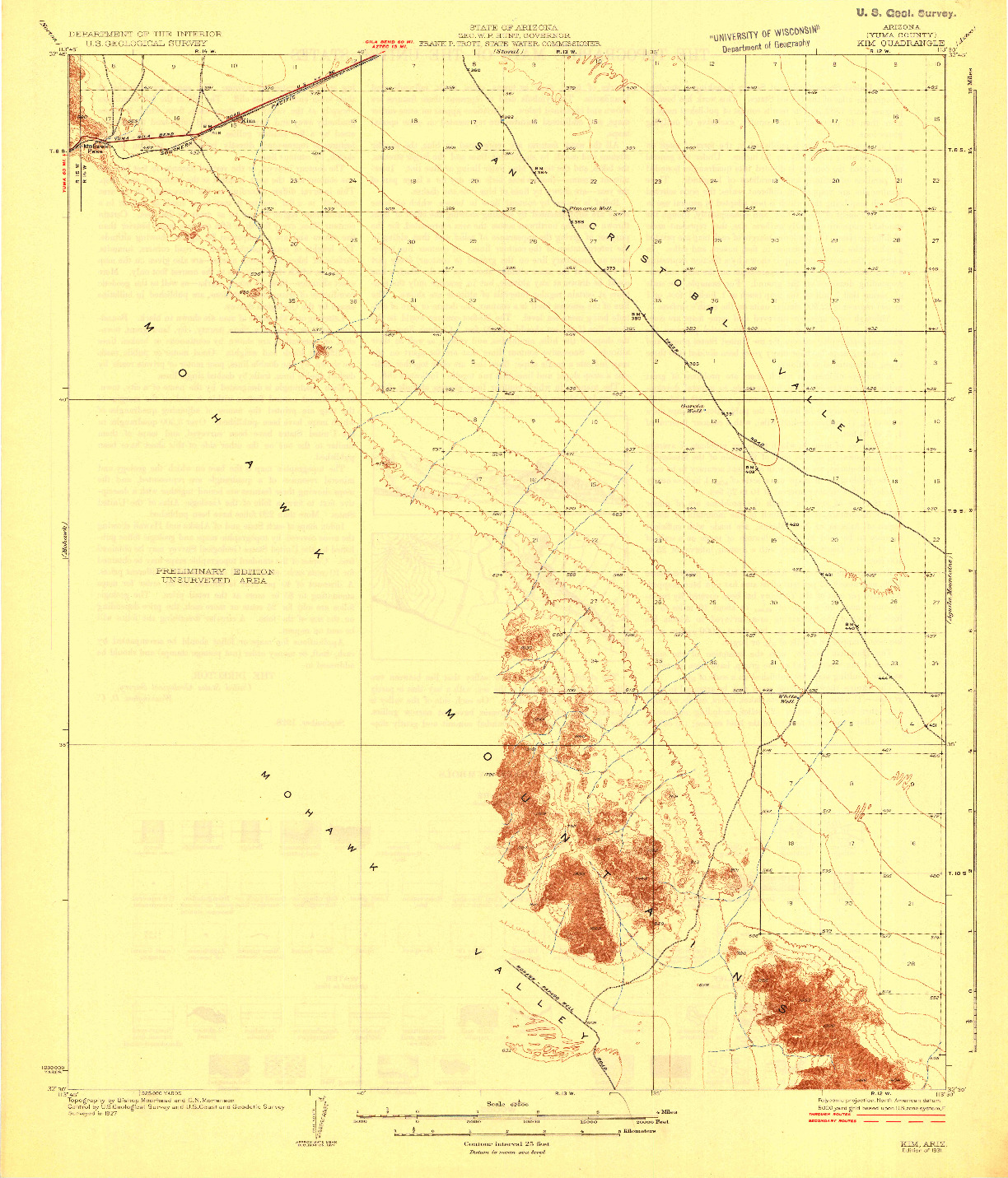 USGS 1:62500-SCALE QUADRANGLE FOR KIM, AZ 1931