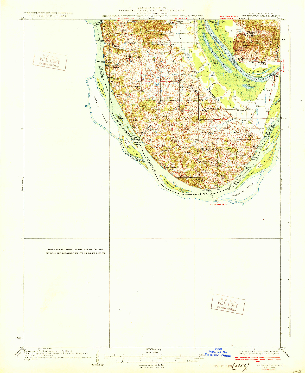 USGS 1:62500-SCALE QUADRANGLE FOR BRUSSELS, MO 1931