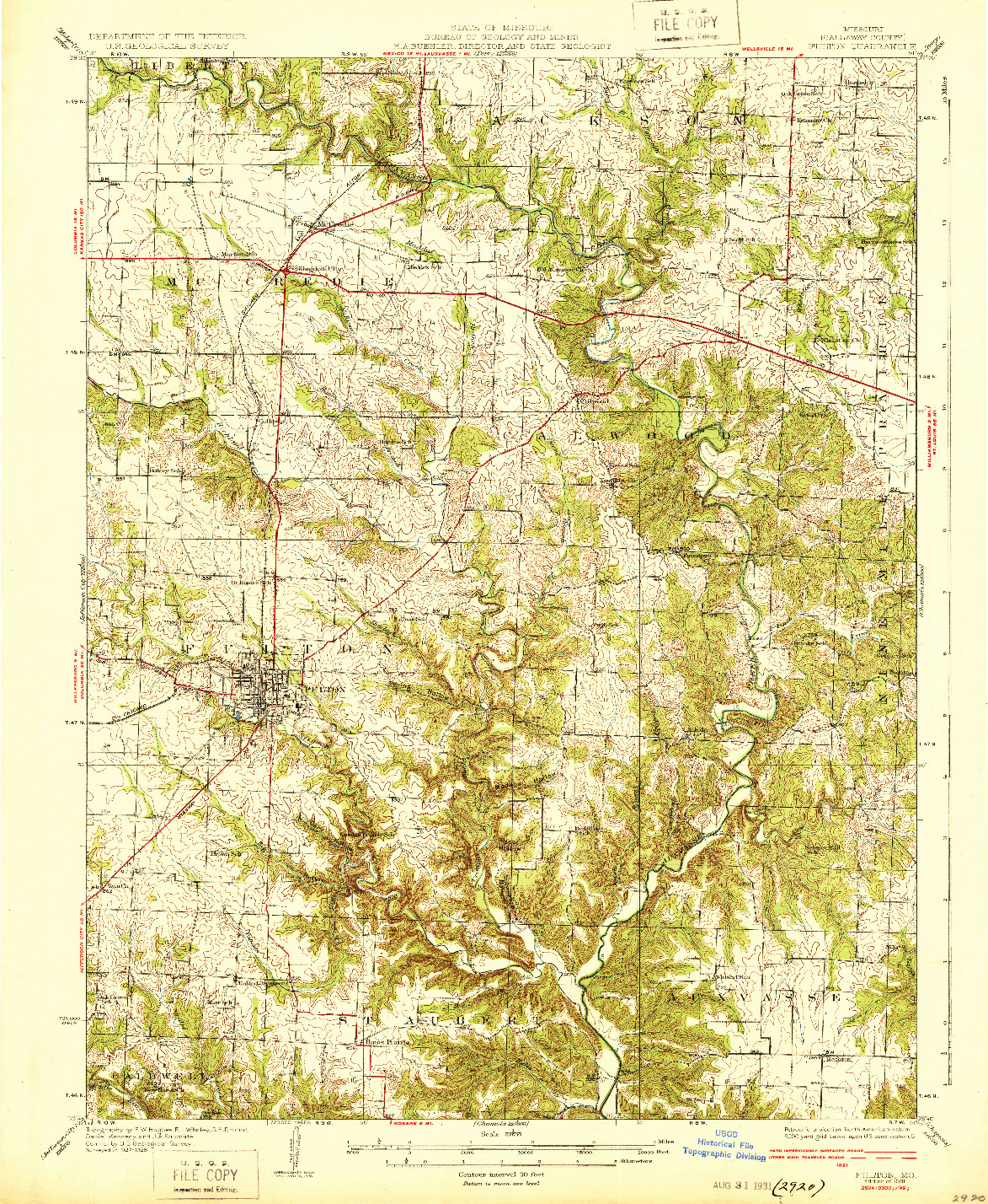 USGS 1:62500-SCALE QUADRANGLE FOR FULTON, MO 1931