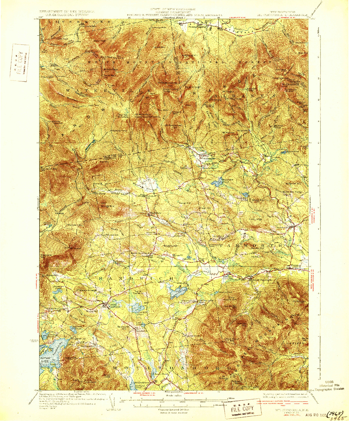 USGS 1:62500-SCALE QUADRANGLE FOR MT. CHOCORUA, NH 1931