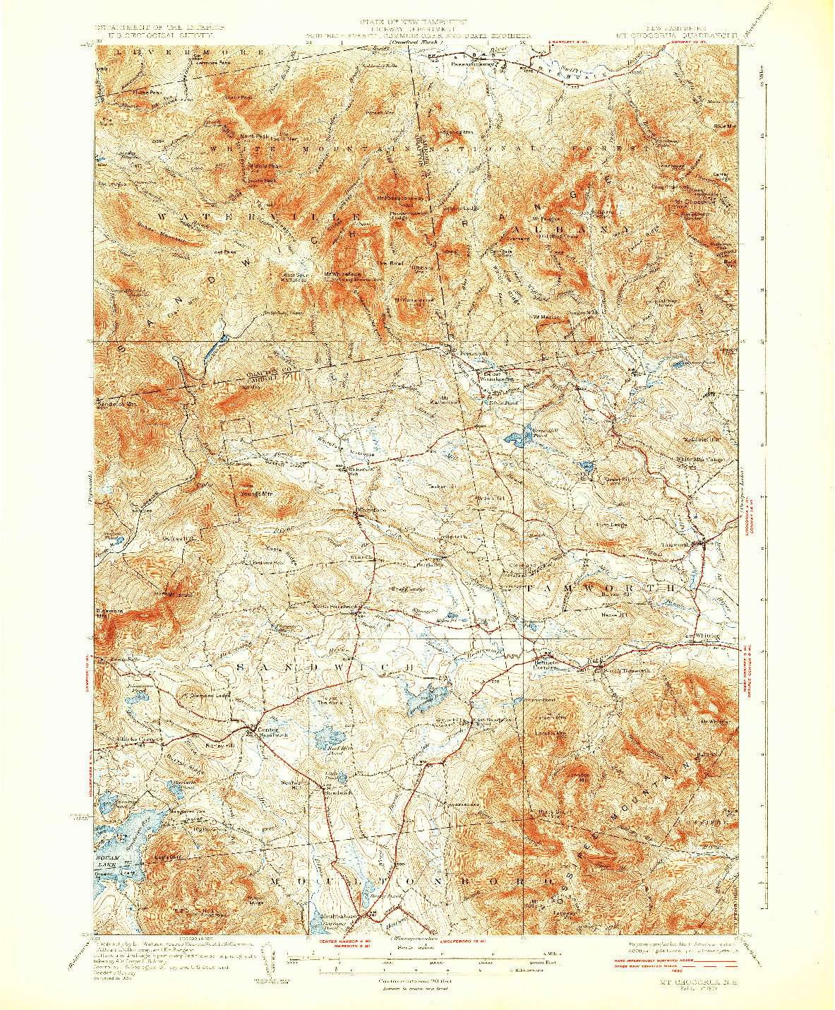 USGS 1:62500-SCALE QUADRANGLE FOR MT. CHOCORUA, NH 1931