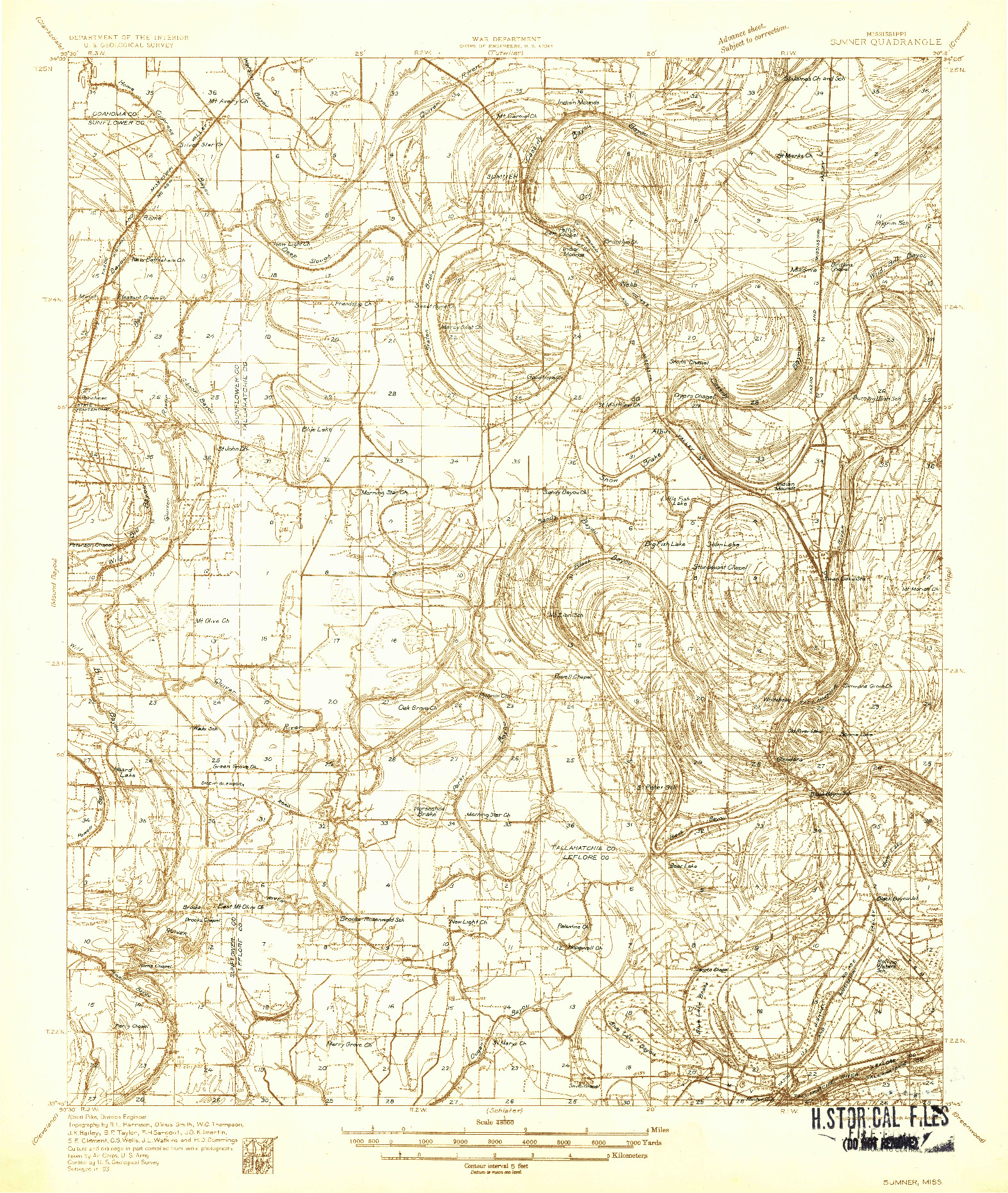 USGS 1:48000-SCALE QUADRANGLE FOR SUMNER, MS 1931