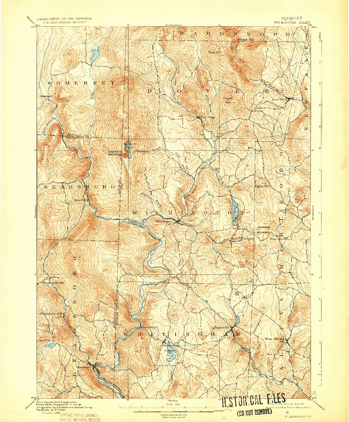 USGS 1:62500-SCALE QUADRANGLE FOR WILMINGTON, VT 1899