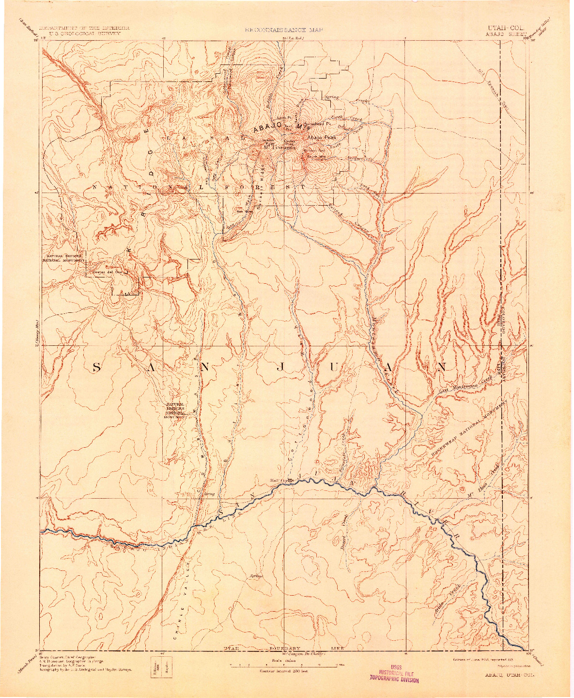 USGS 1:250000-SCALE QUADRANGLE FOR ABAJO, UT 1893