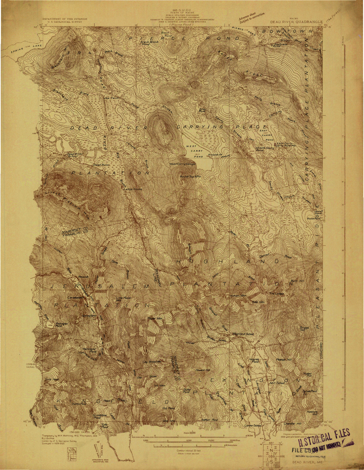 USGS 1:48000-SCALE QUADRANGLE FOR DEAD RIVER, ME 1931