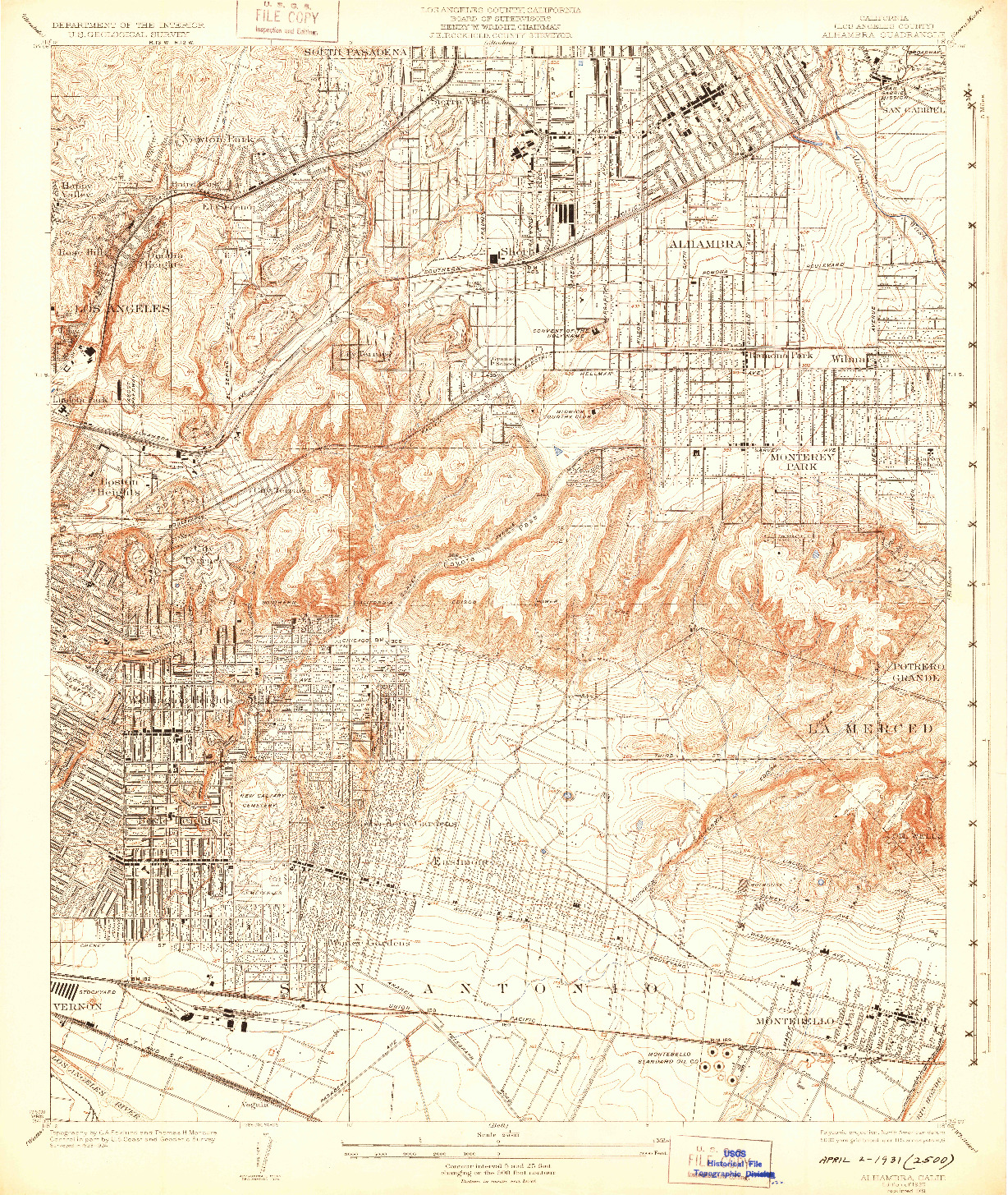 USGS 1:24000-SCALE QUADRANGLE FOR ALHAMBRA, CA 1926