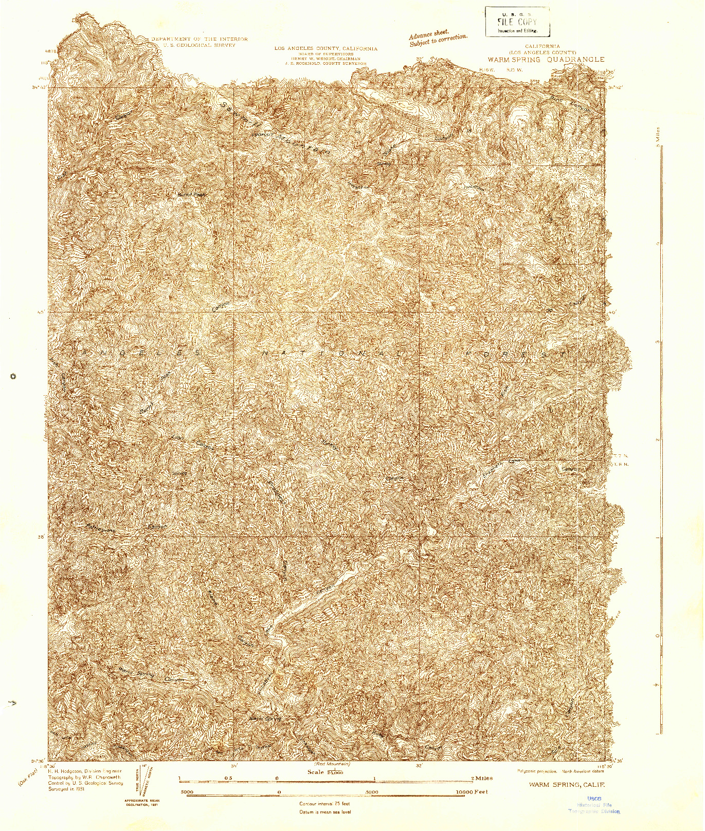 USGS 1:24000-SCALE QUADRANGLE FOR WARM SPRING, CA 1931