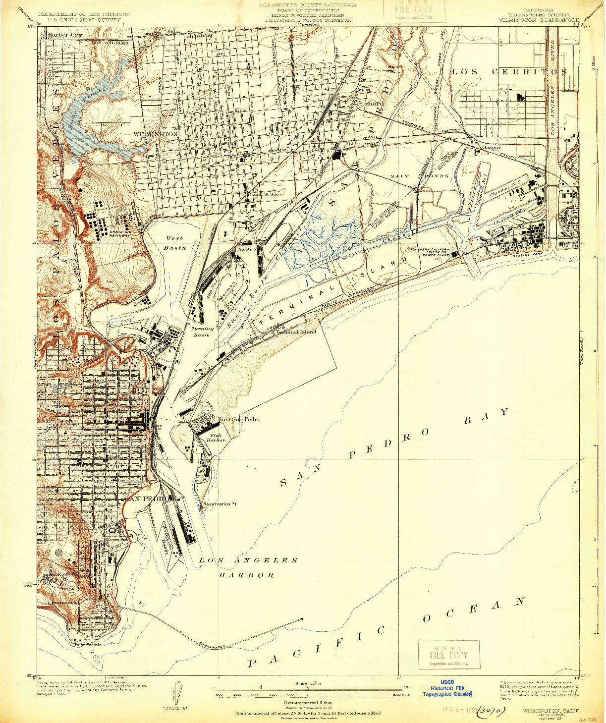 USGS 1:24000-SCALE QUADRANGLE FOR WILMINGTON, CA 1925