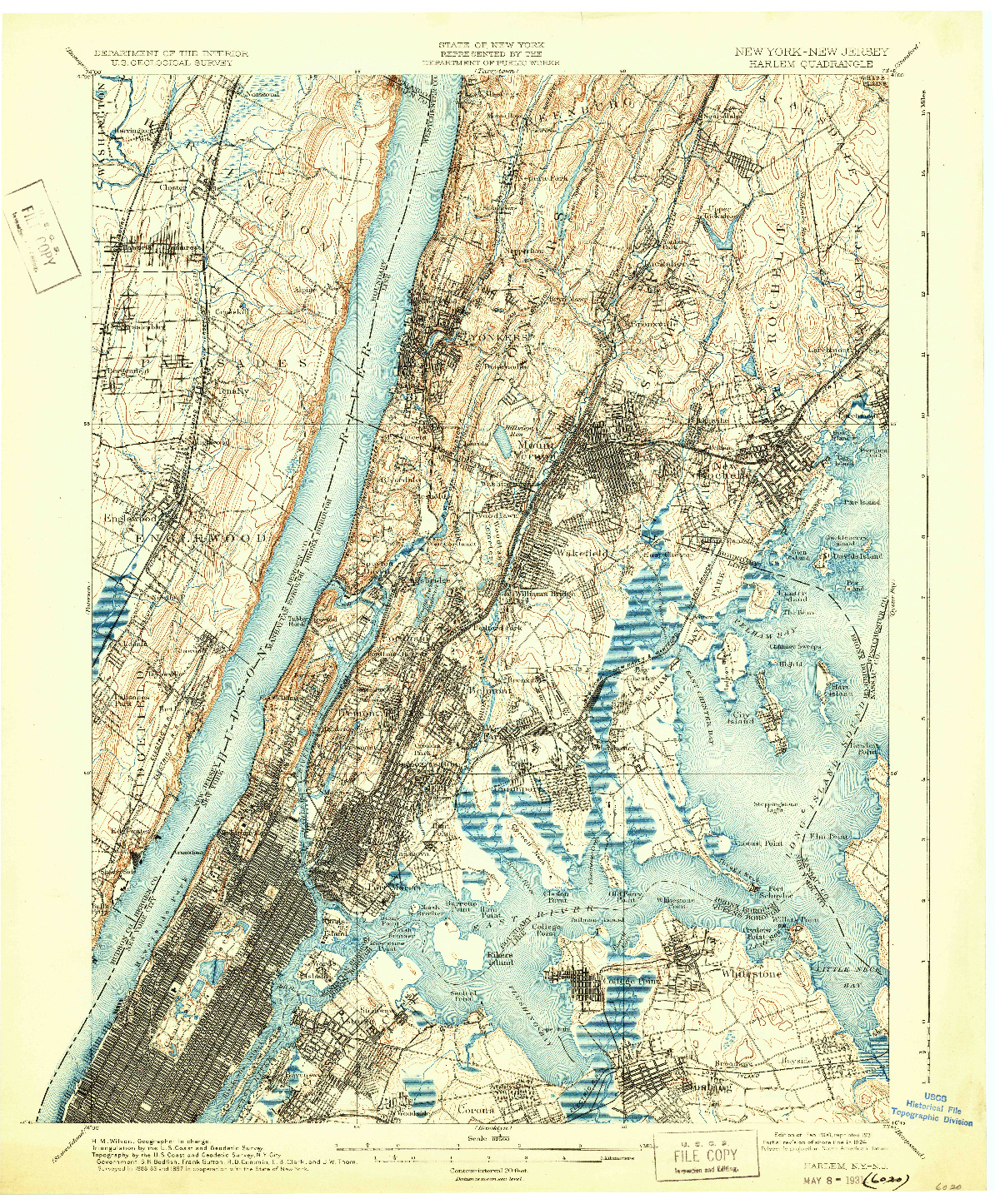 USGS 1:62500-SCALE QUADRANGLE FOR HARLEM, NY 1900