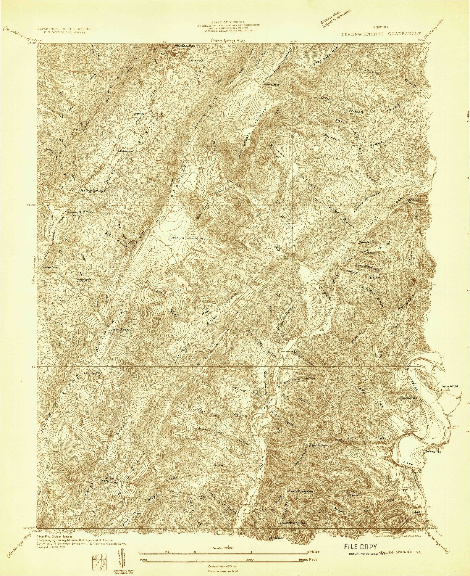 USGS 1:24000-SCALE QUADRANGLE FOR HEALING SPRINGS, VA 1931