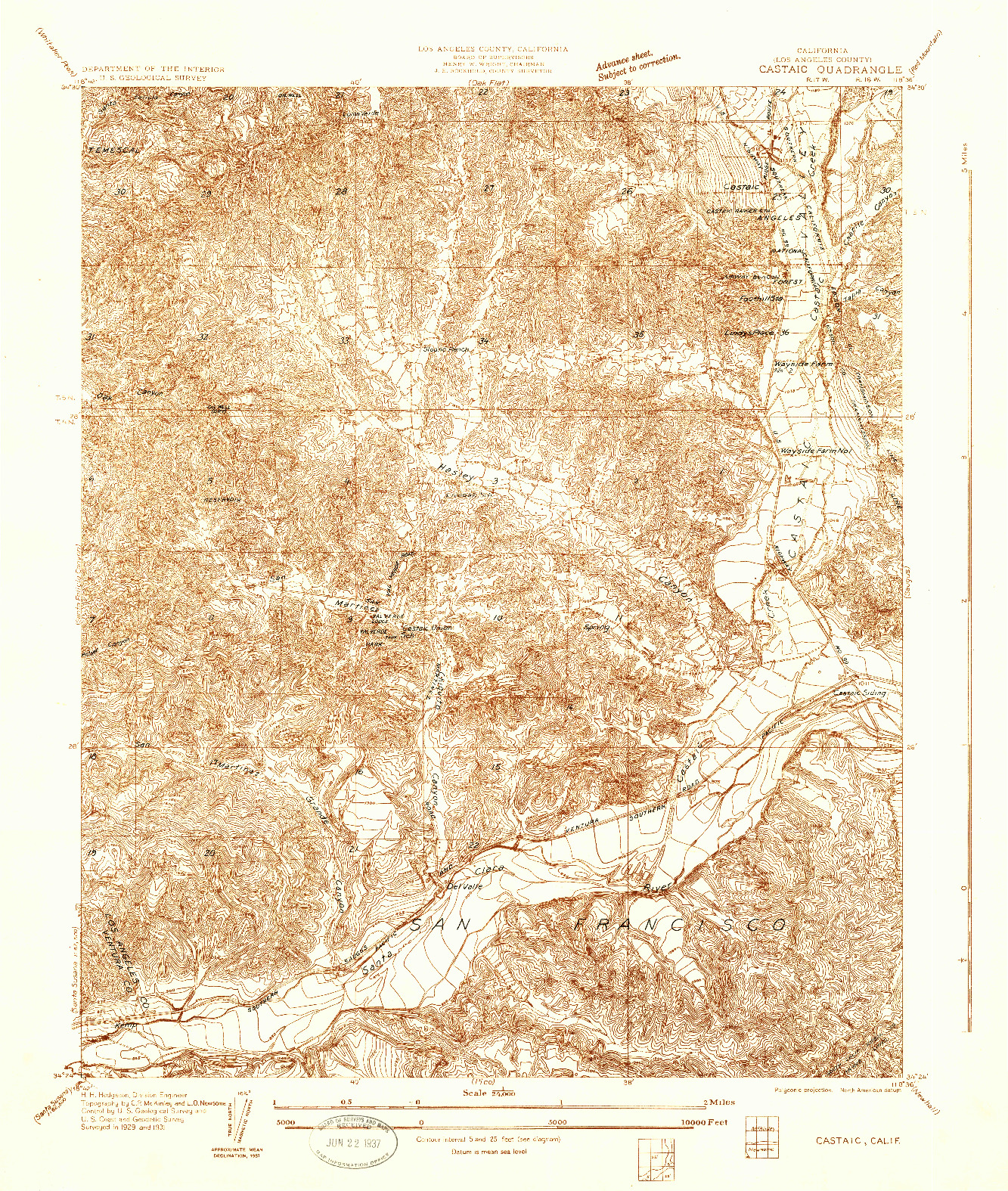 USGS 1:24000-SCALE QUADRANGLE FOR CASTAIC, CA 1931