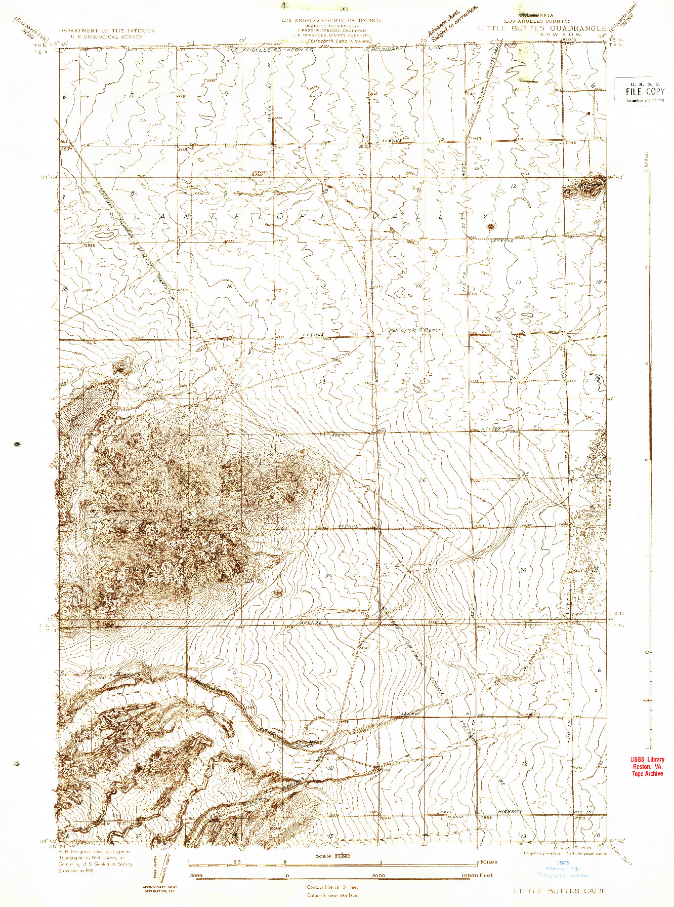 USGS 1:24000-SCALE QUADRANGLE FOR LITTLE BUTTES, CA 1931