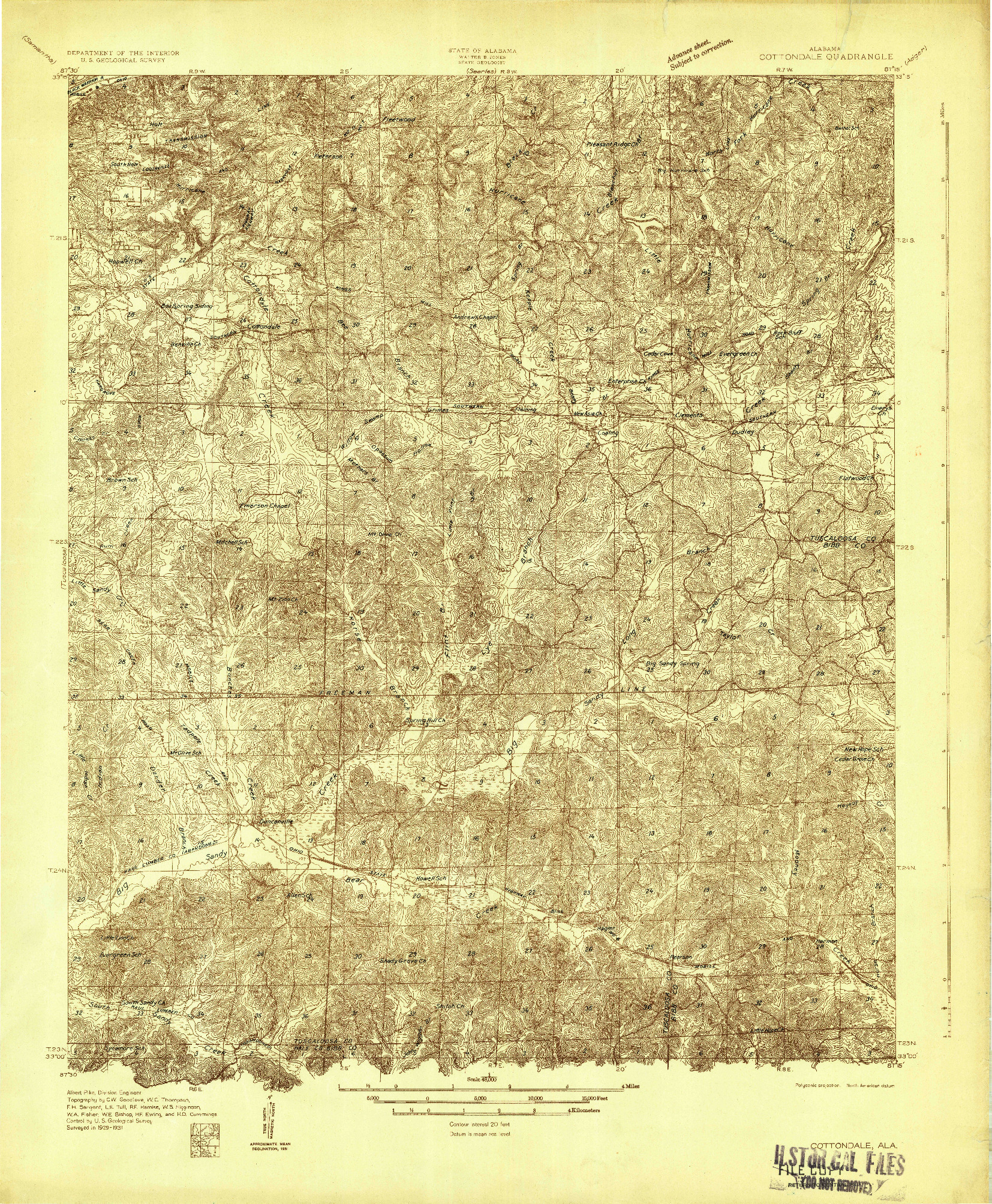 USGS 1:48000-SCALE QUADRANGLE FOR COTTONDALE, AL 1931