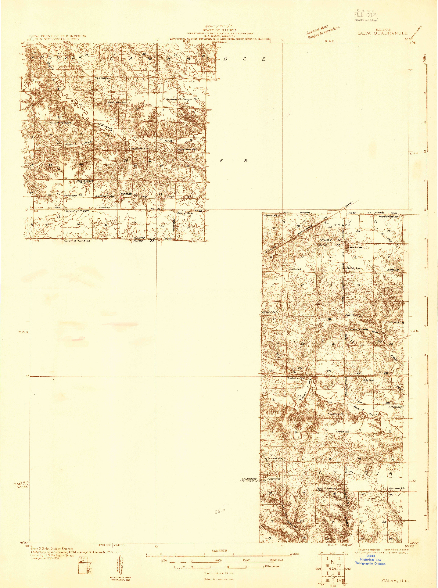 USGS 1:48000-SCALE QUADRANGLE FOR GALVA, IL 1931