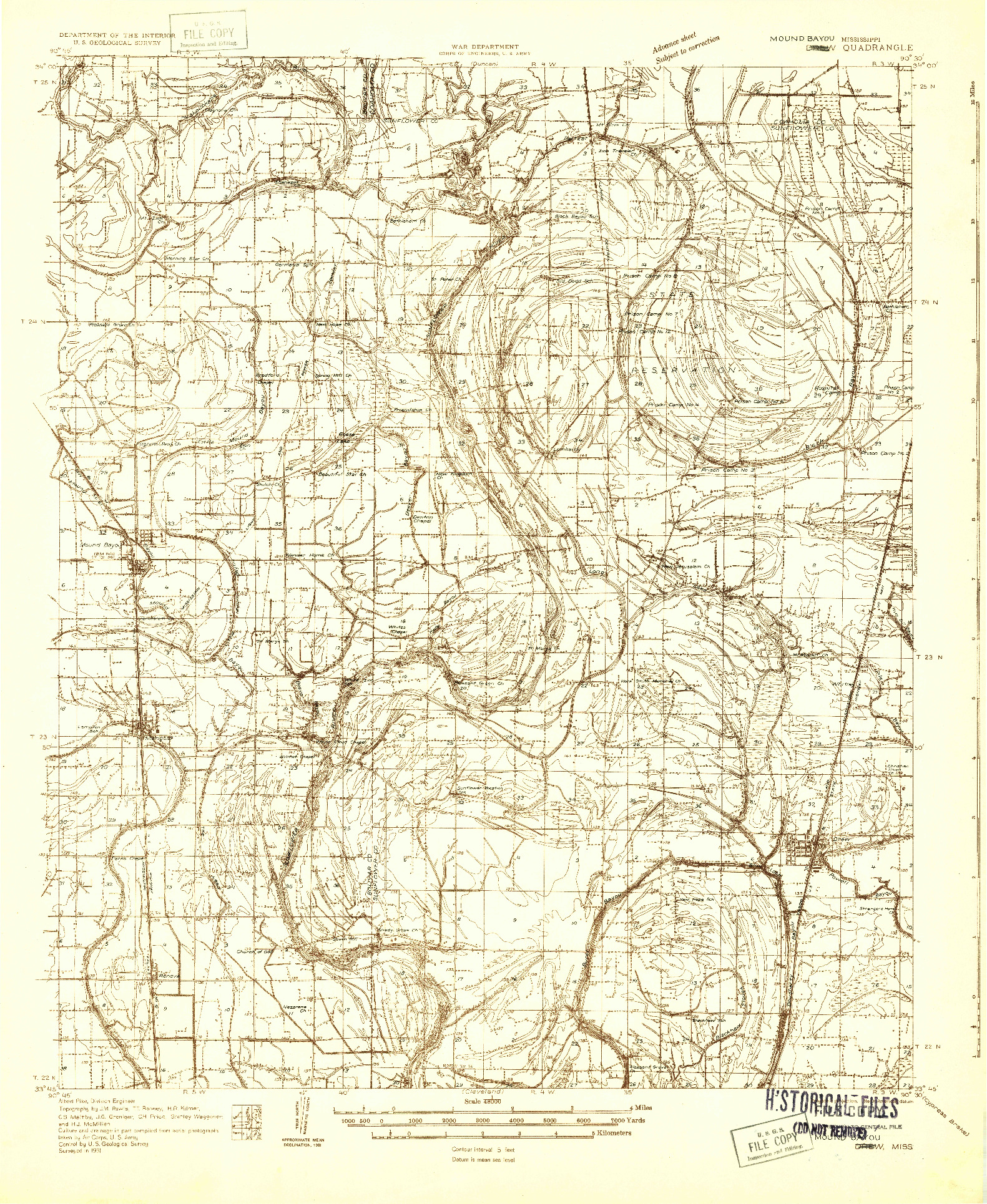 USGS 1:48000-SCALE QUADRANGLE FOR DREW, MS 1931
