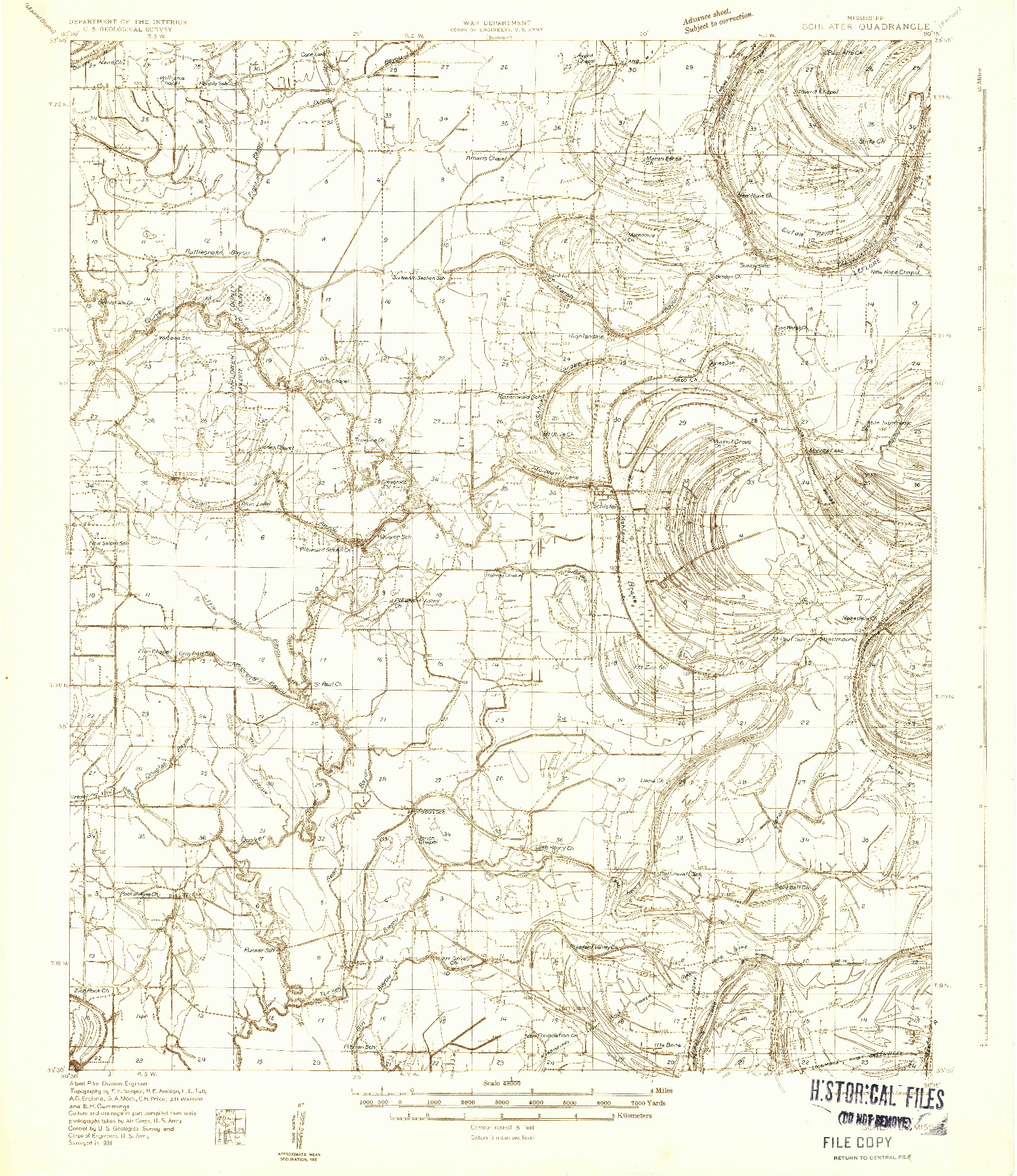 USGS 1:48000-SCALE QUADRANGLE FOR SCHLATER, MS 1931