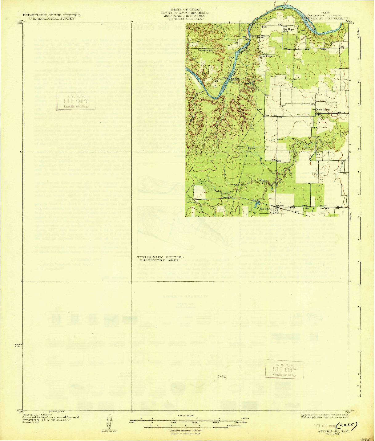 USGS 1:62500-SCALE QUADRANGLE FOR ASPERMONT, TX 1931