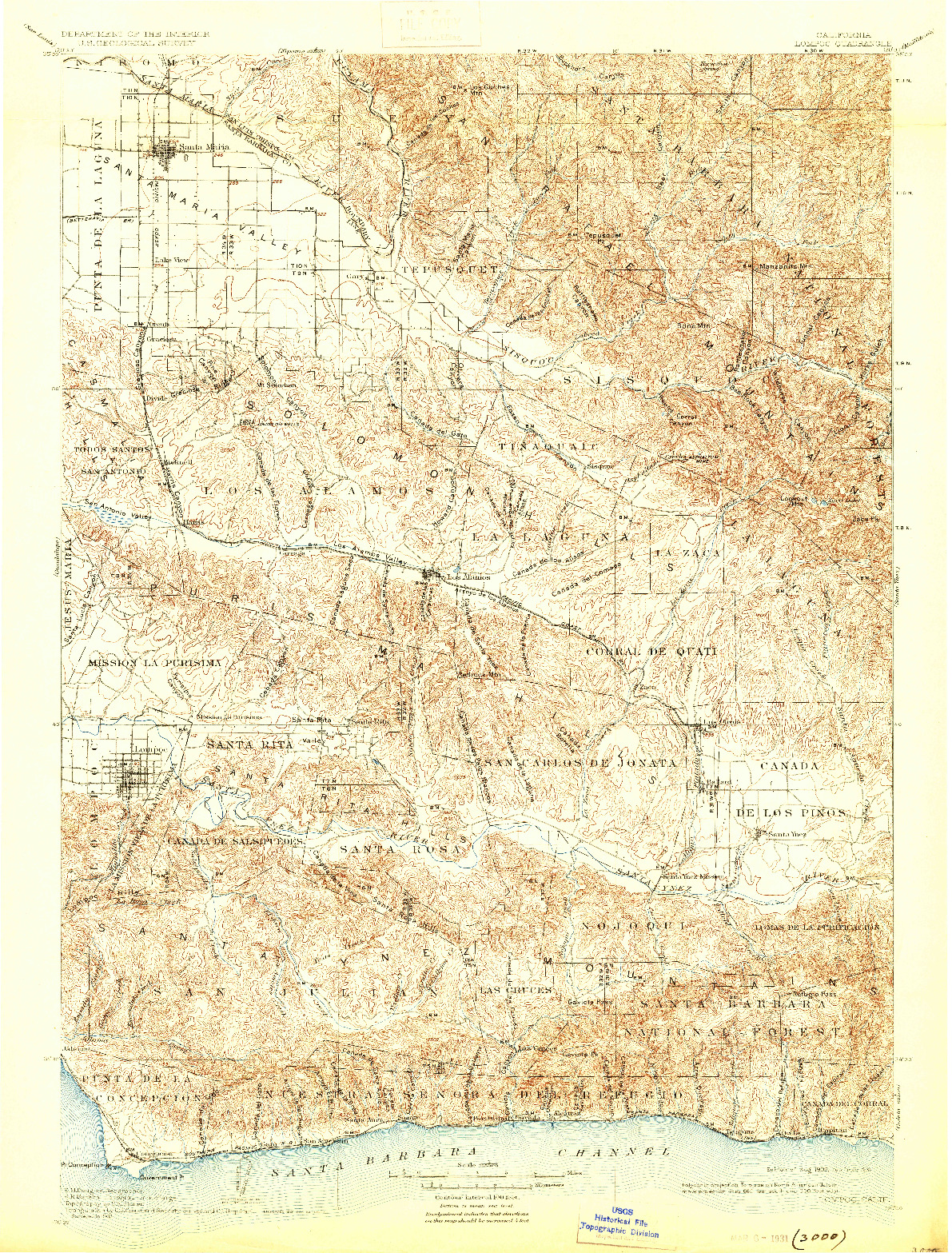 USGS 1:125000-SCALE QUADRANGLE FOR LOMPOC, CA 1905