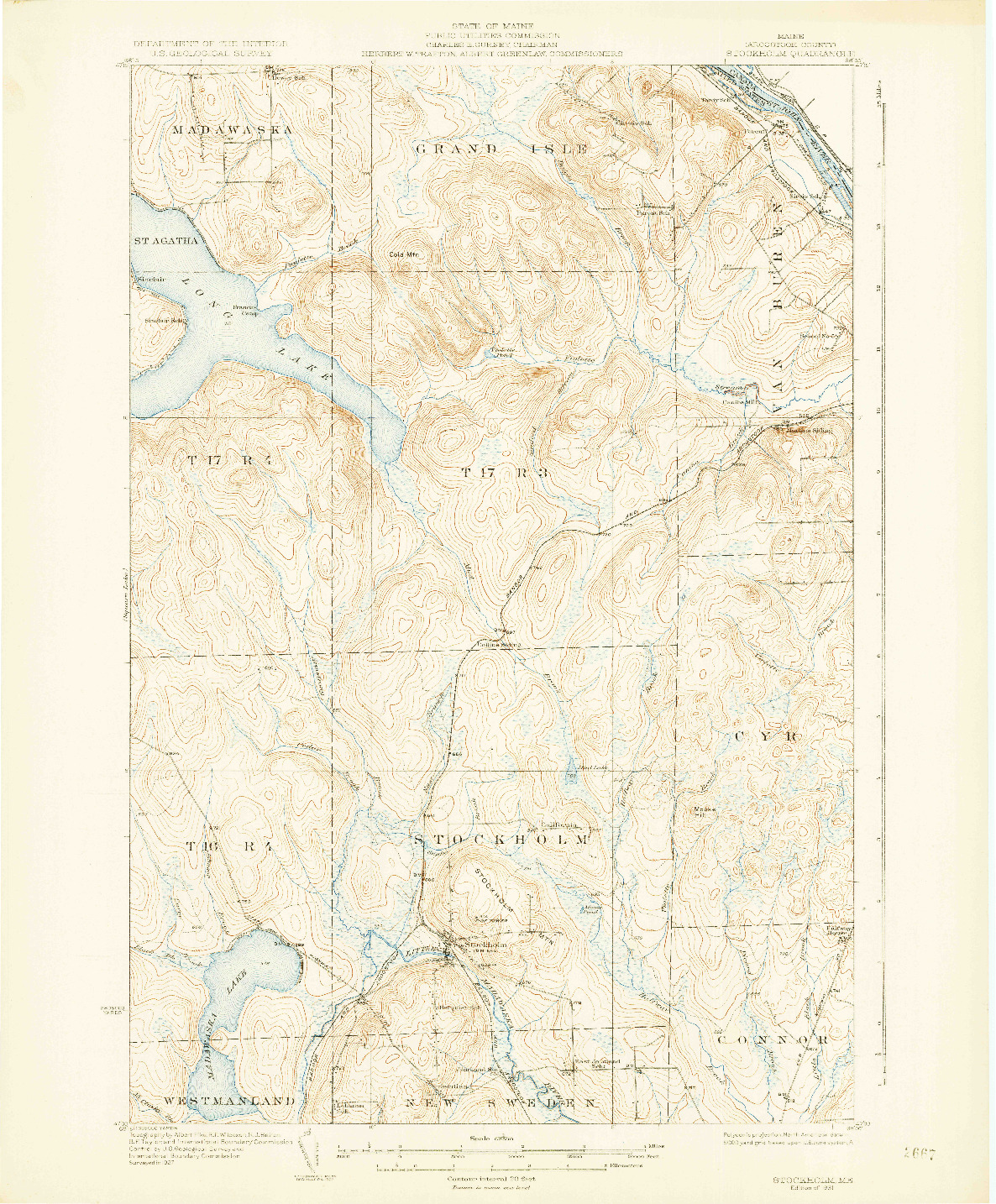 USGS 1:62500-SCALE QUADRANGLE FOR STOCKHOLM, ME 1931