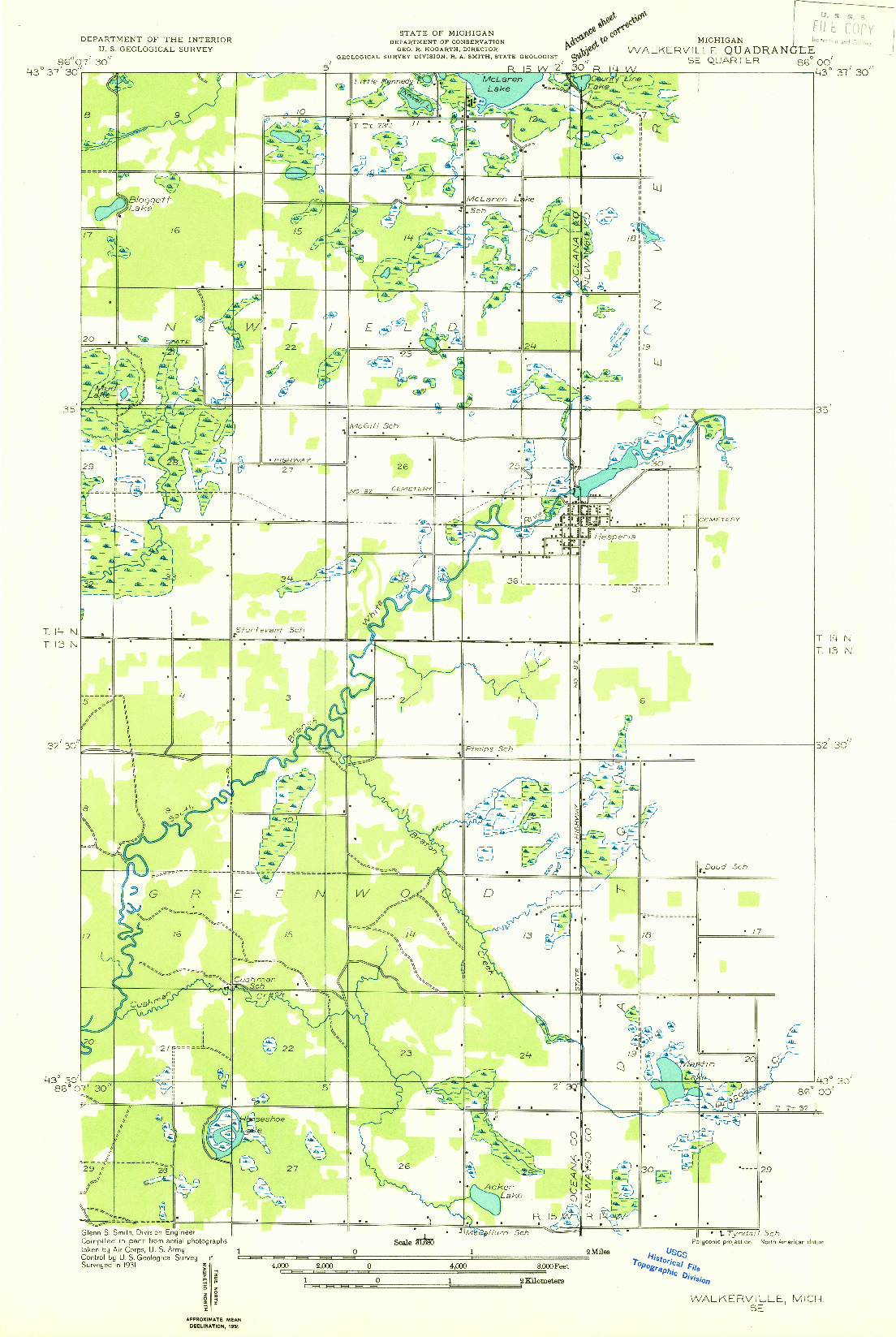 USGS 1:31680-SCALE QUADRANGLE FOR WALKERVILLE SE, MI 1931